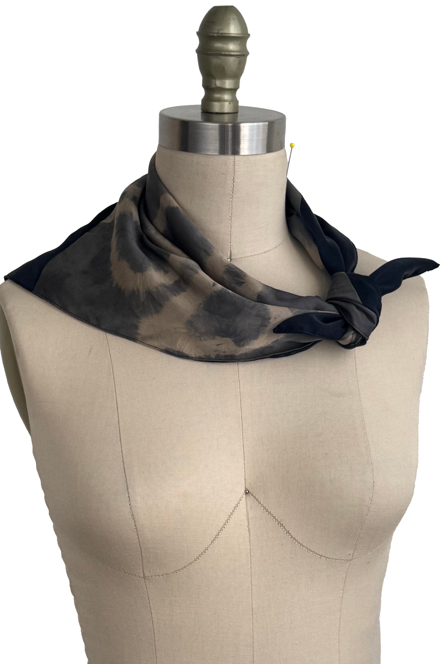 Silk Bias-Cut Kerchief - Navy & Natural