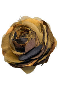 Silk Camelia Brooch - Black, Natural, Bronze