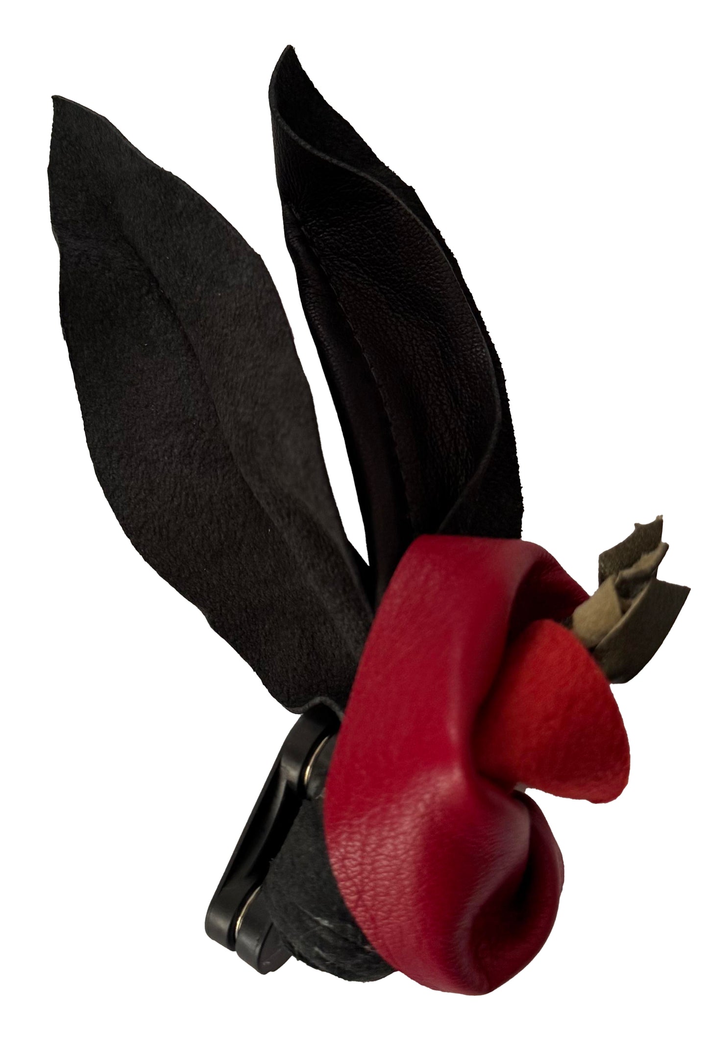 Leather Flower Magnetic Brooch - Red & Black Calla Lily