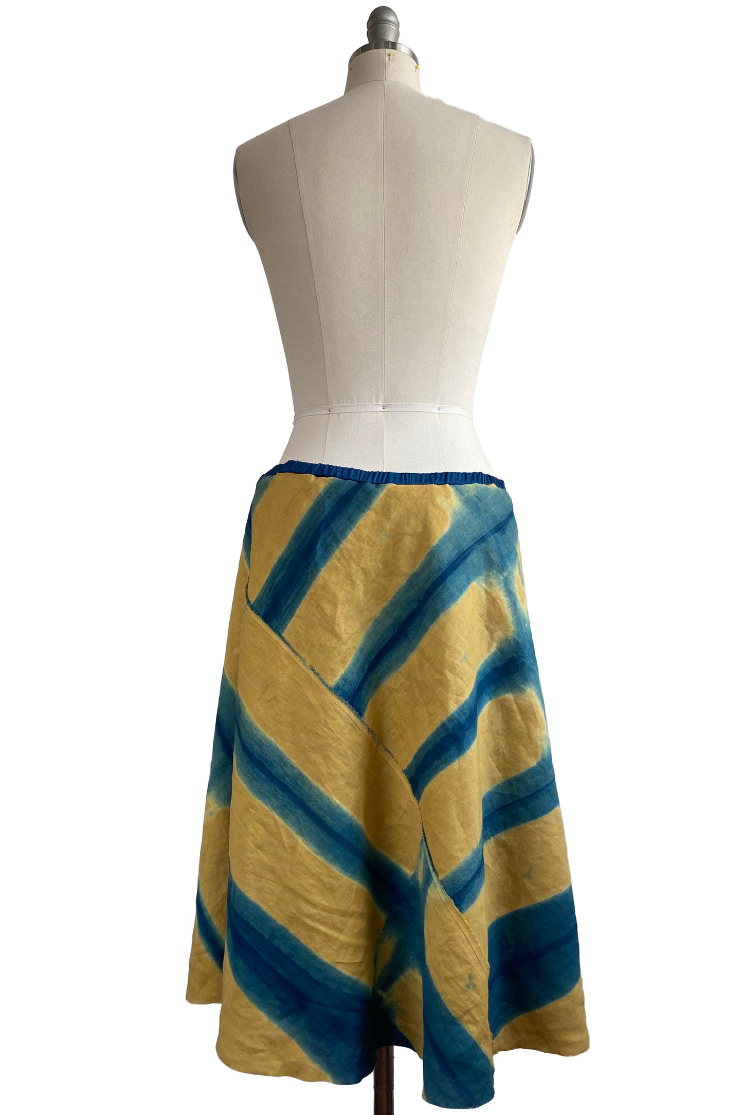 Toulouse Skirt w/ Shibori Itajime Dye - Ochre & Indigo - Medium