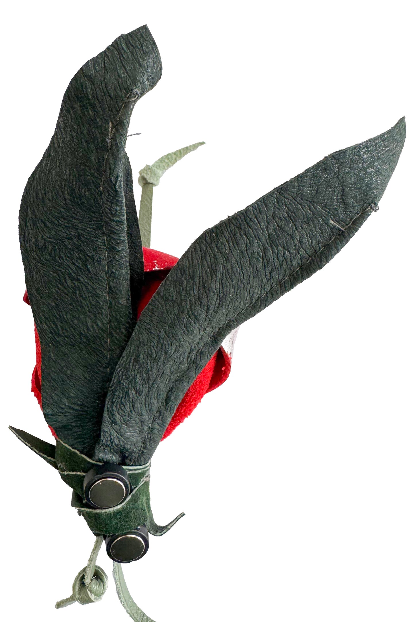 Magnetic Floral Brooch | Calla Lily | Leather | Foiled | Red & Silver