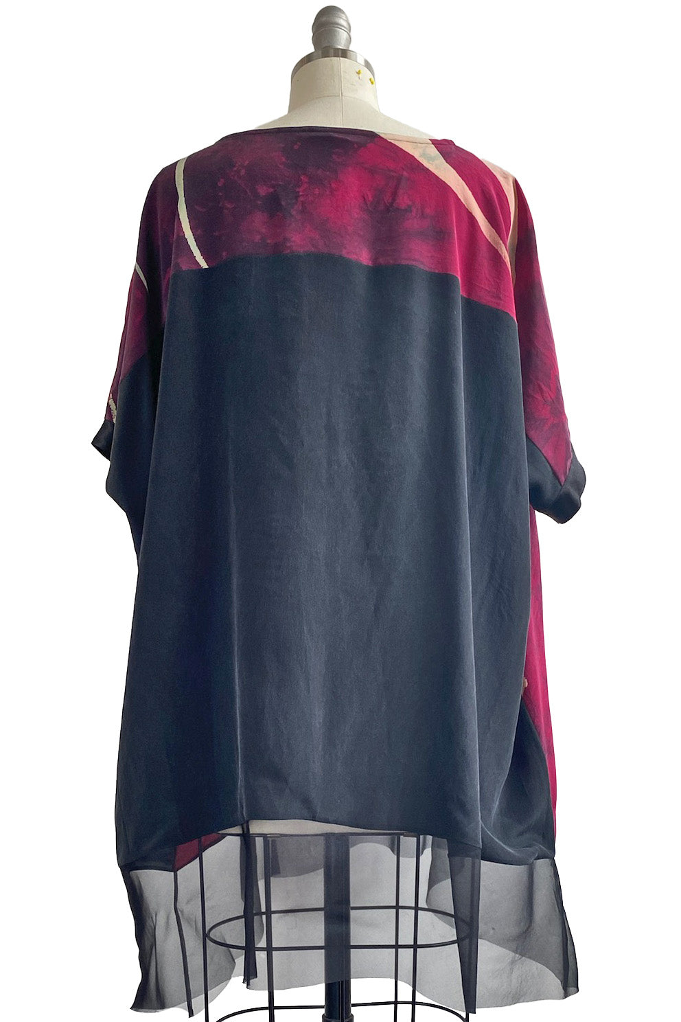 Deb Tunic w/ Tulip Print and Organza Trim - Red, Black & Natural