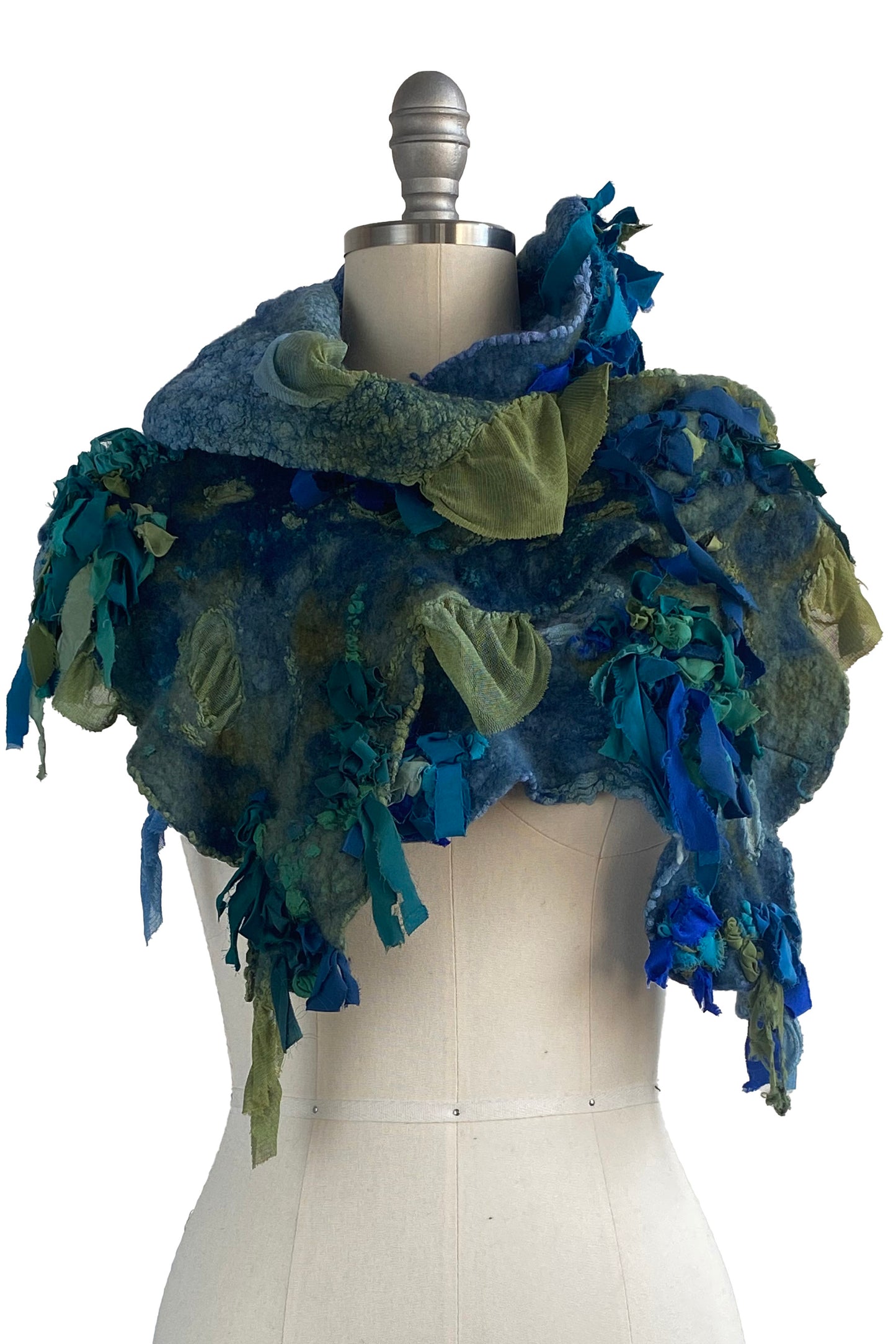 Felted Organza Shawl - Turquoise, Blue & Green