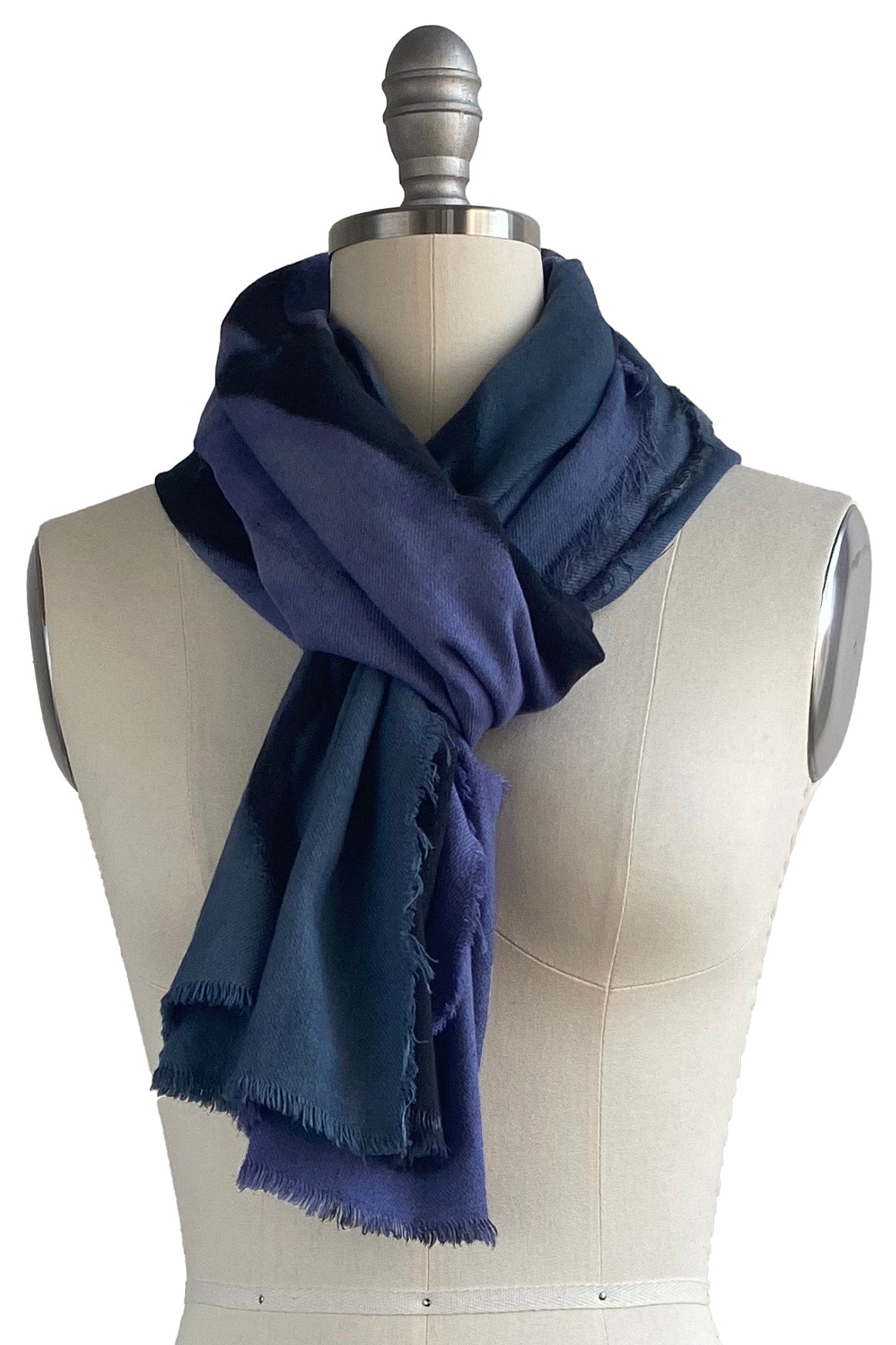 Cotton Twill Weave Shawl w/ Spray Dye - Purple, Blue & Black