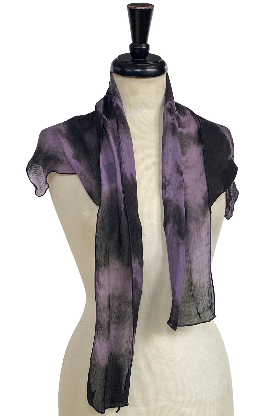 Crinkle Chiffon Krazy Scarf w/ Shibori Dye - Purple & Black