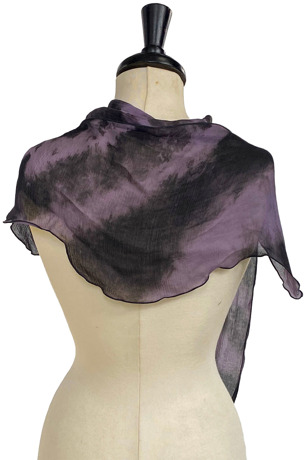 Crinkle Chiffon Krazy Scarf w/ Shibori Dye - Purple & Black