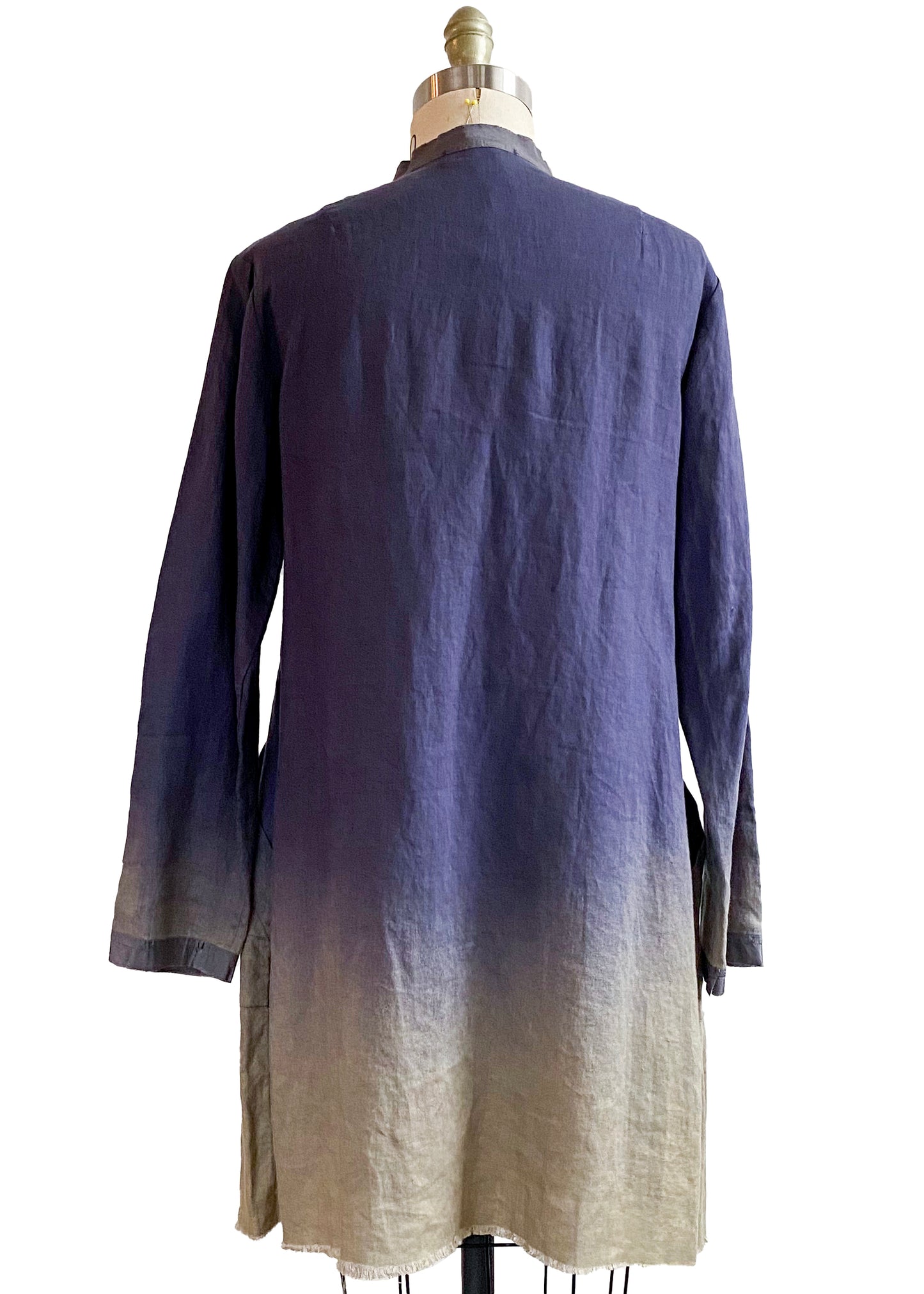 Hampton Coat in Linen w/ Ombre Dye - Navy & Silver - Medium