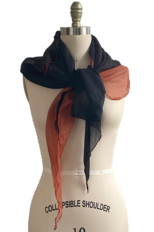 Organza Krazy Triangle Shawl - Rust, Navy & Black