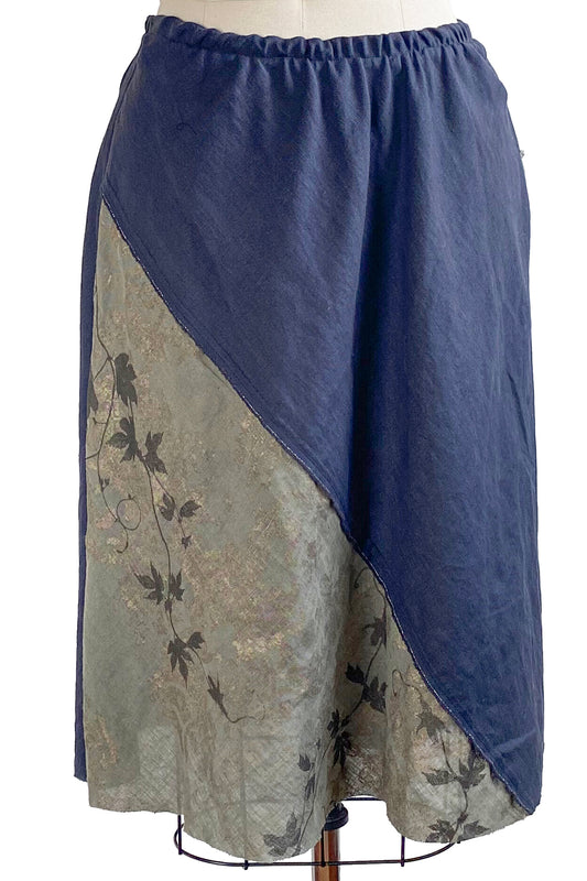 Toulouse Skirt w/ Vine Print - Navy & Sage - Medium