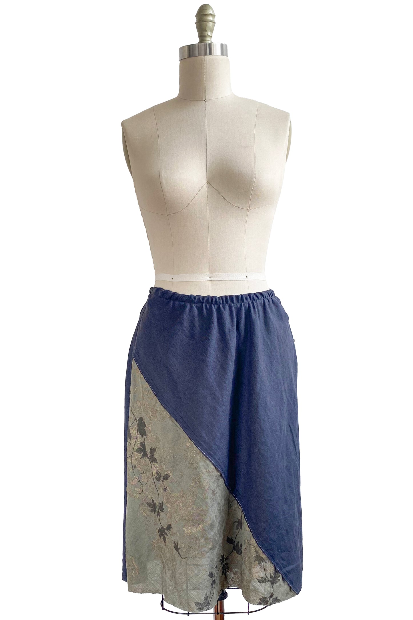 Toulouse Skirt w/ Vine Print - Navy & Sage - Medium