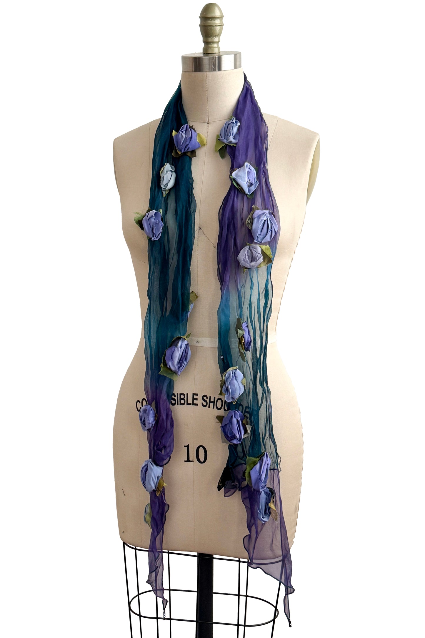 Organza Flower Scarf | Purple & Dark Teal