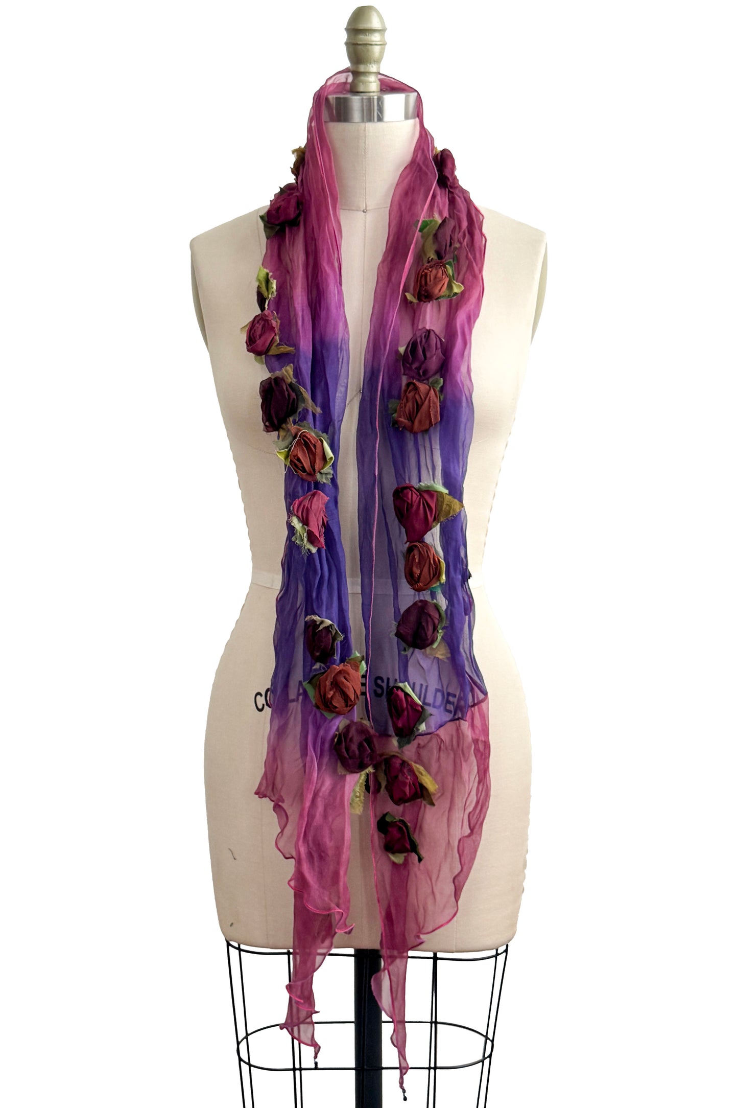Organza Flower Scarf XL | Dark Magenta & Purple