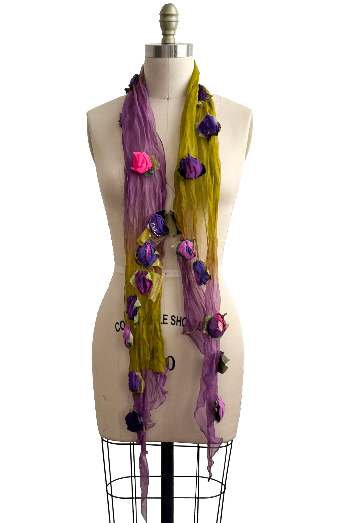 Organza Flower Scarf | Purple & Green