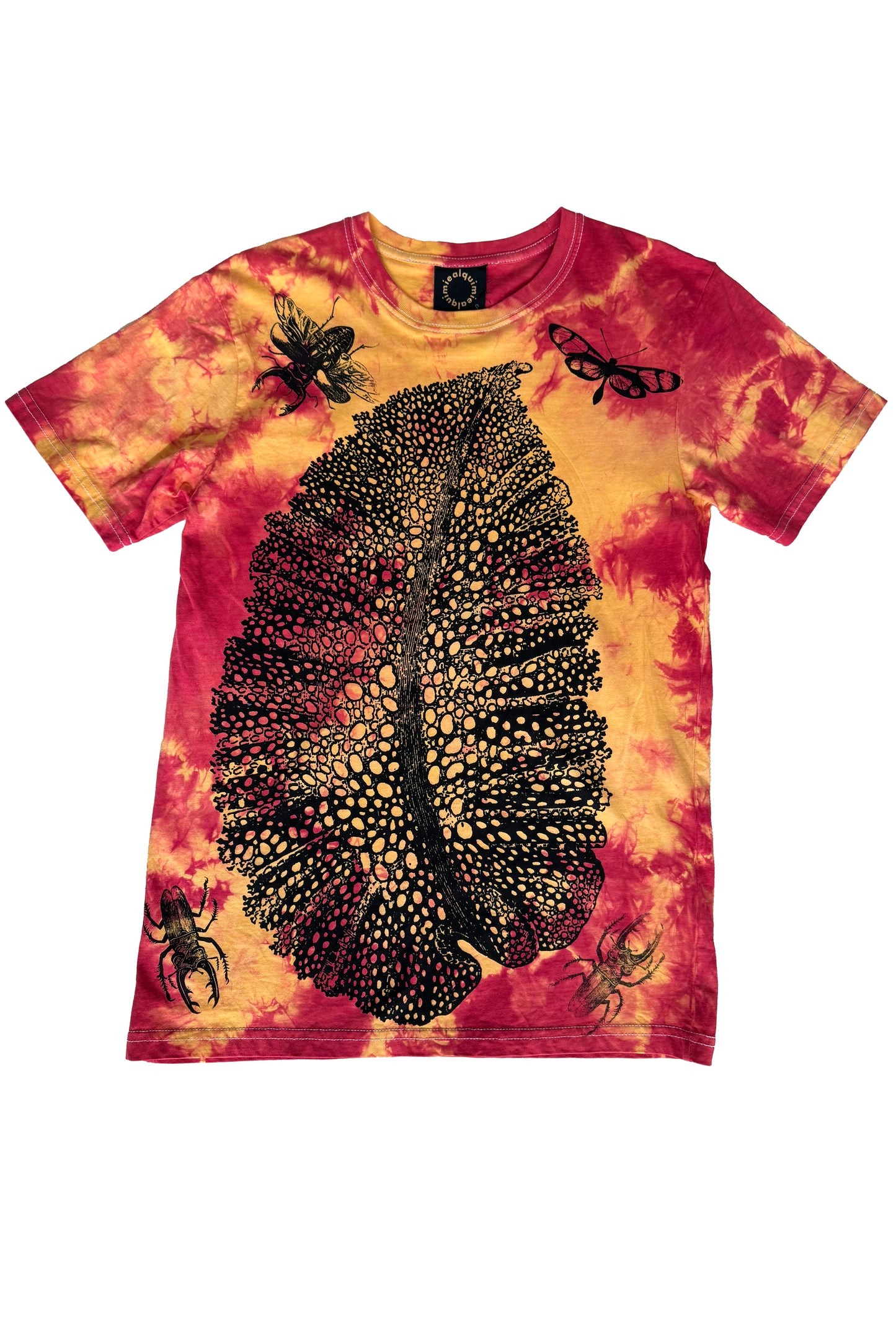 KB x Alquimie Studio T-Shirt w/ Big Leaf Print - Red & Yellow - Small