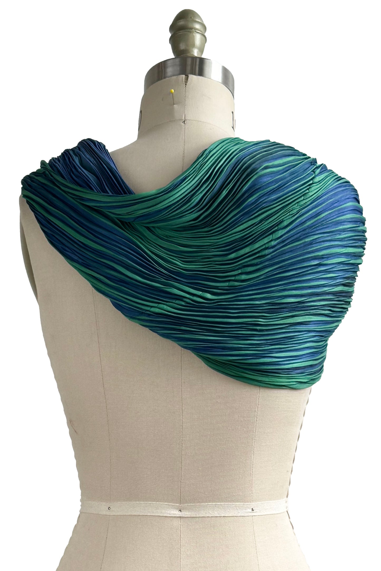 Shibori Pleated Silk Cowl - Turquoise & Blue