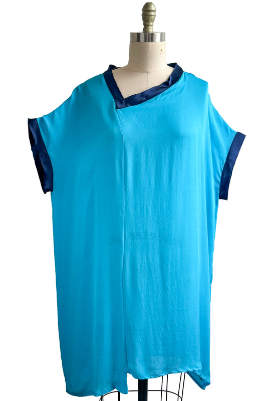 Petra Tunic Silk Georgette - Turquoise & Navy