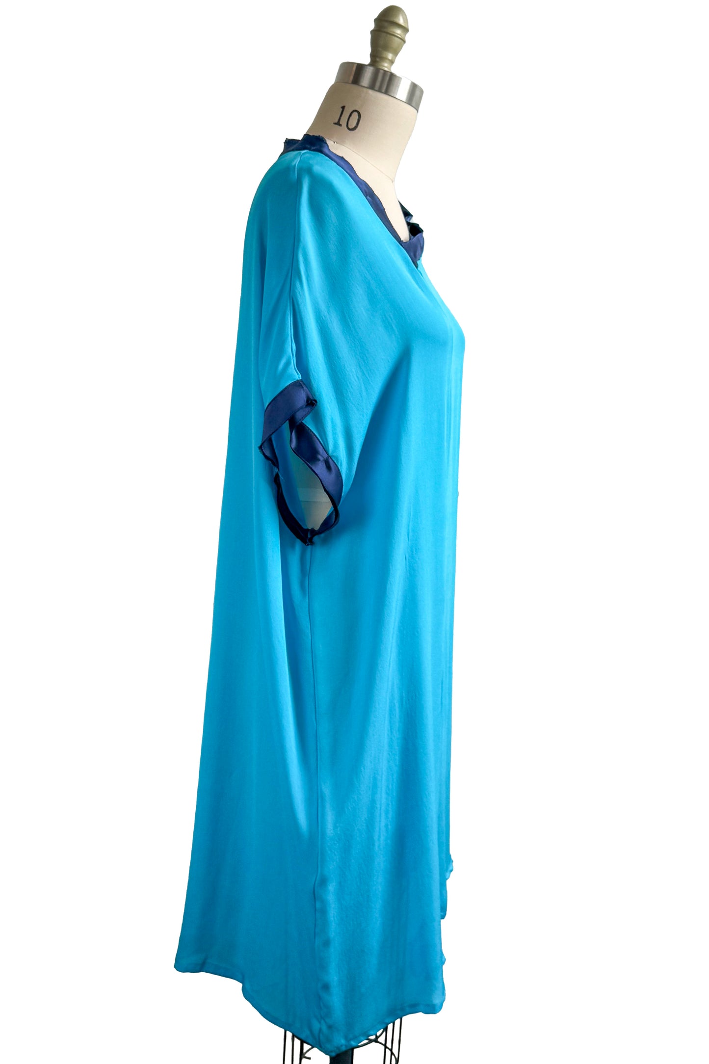 Petra Tunic Silk Georgette - Turquoise & Navy