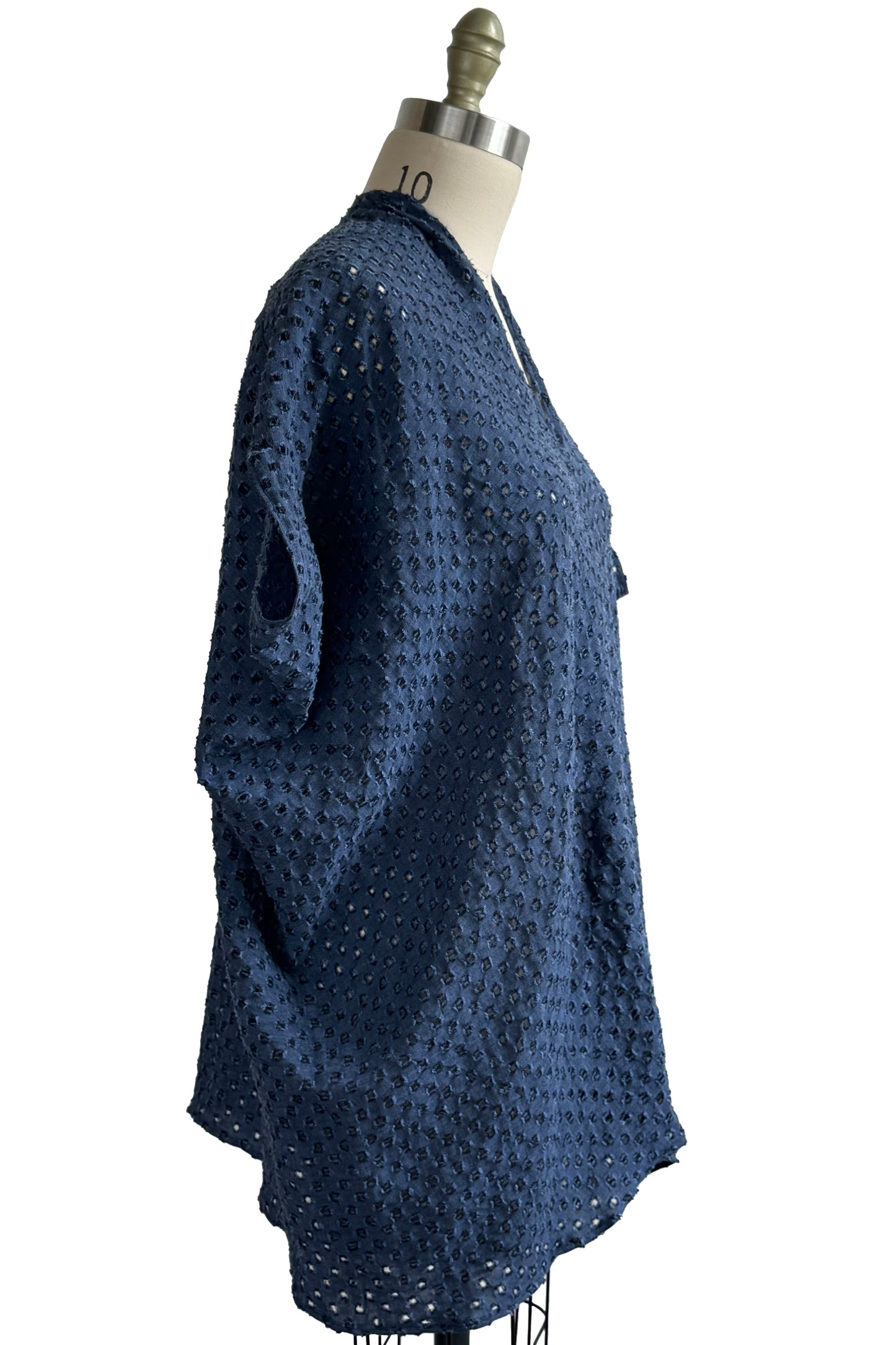 Origami Top in Die Cut Cotton - Indigo Dyed - Small