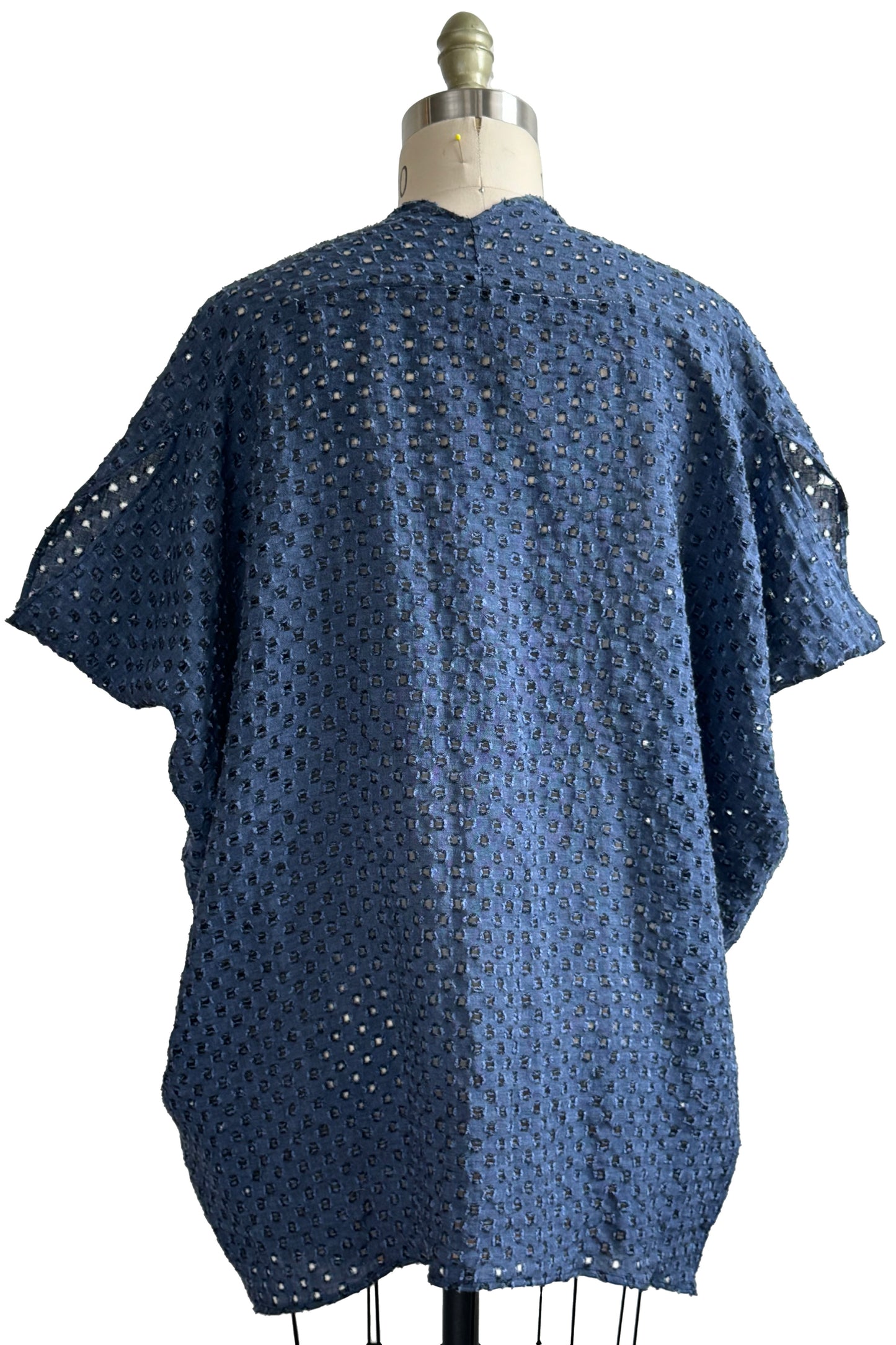Origami Top in Die Cut Cotton - Indigo Dyed - Small