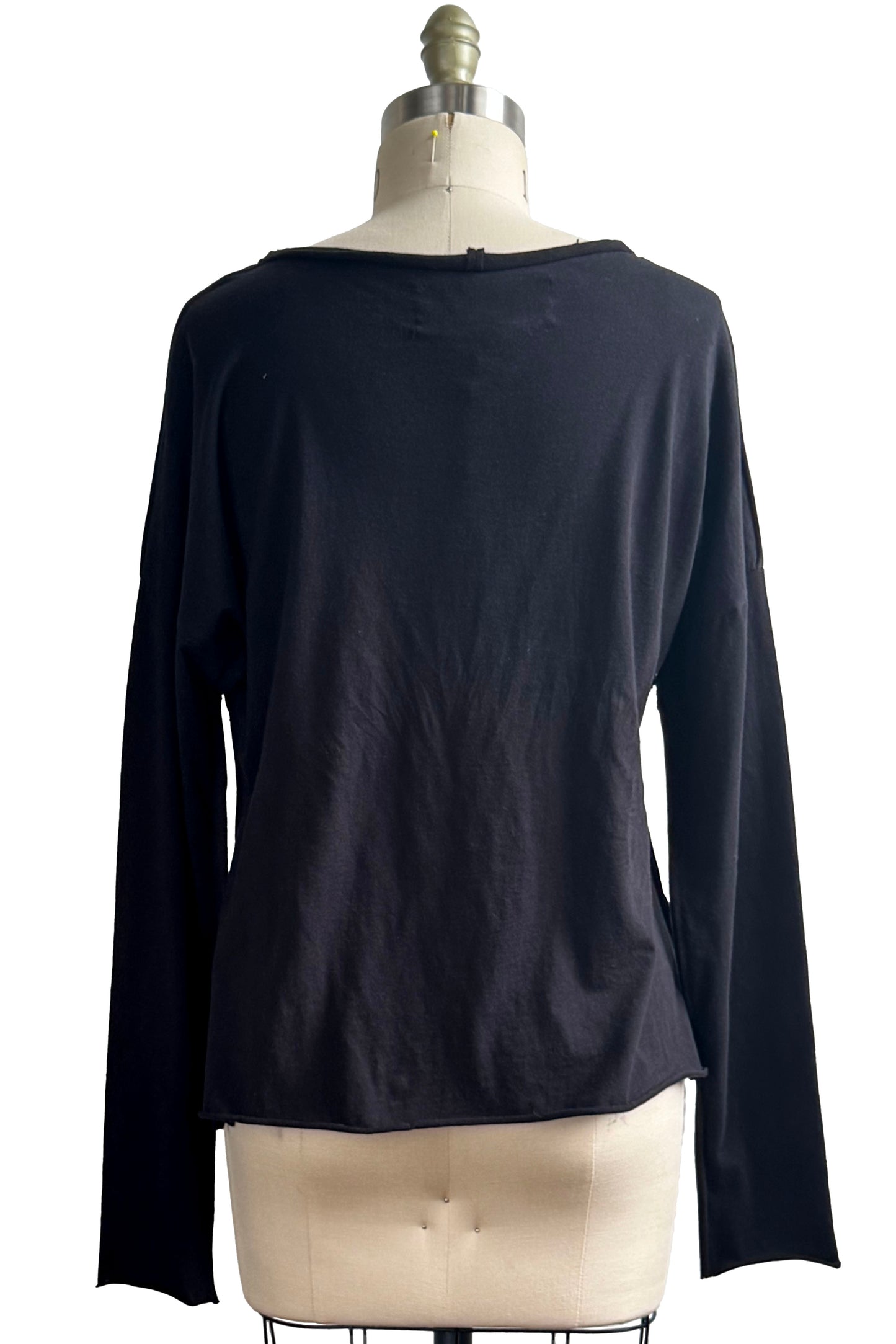 Jen Top Long Sleeve w/ Wool Applique - Hearts - Black & Red - Small Long