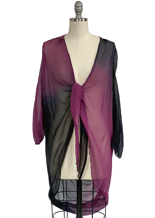 Saint Tropez Jacket in Crinkle Chiffon w/ Ombre Dye - Purple & Black