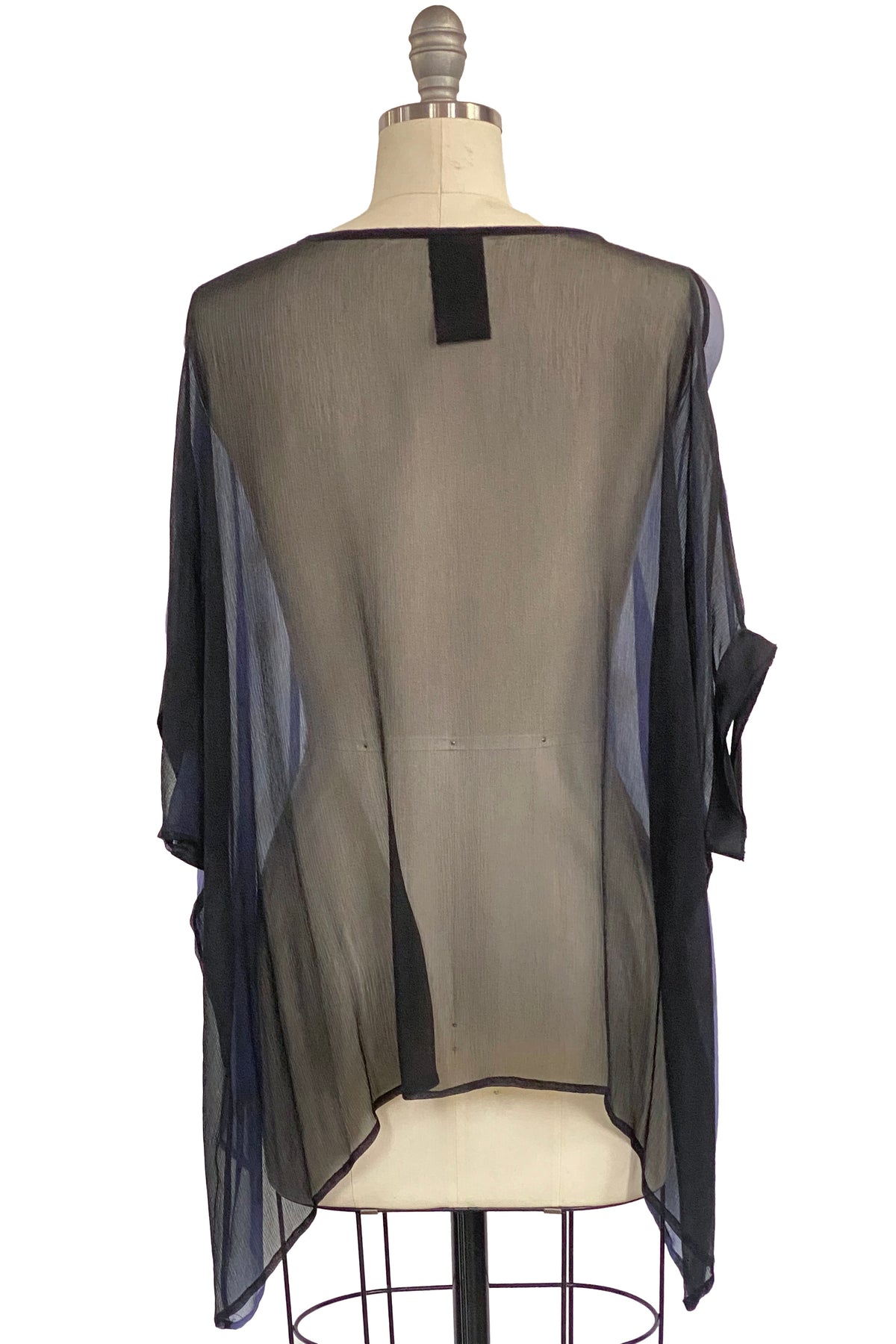 Deb Top | Silk Chiffon | Itajime Dyed | Domino | Blue & Black