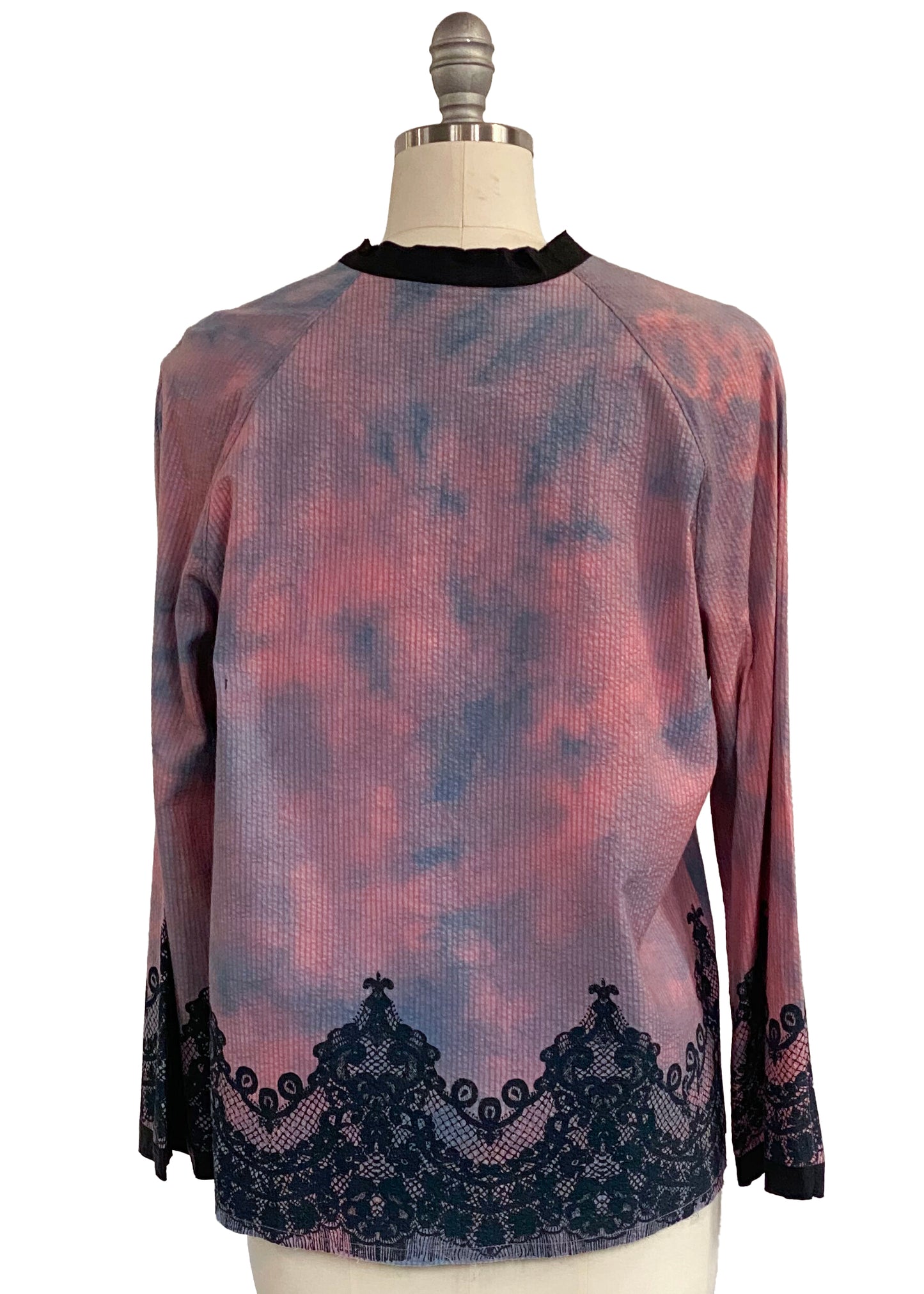 Ariel Jacket w/ Lace Print - Blue & Pink Crunch Dye - Small