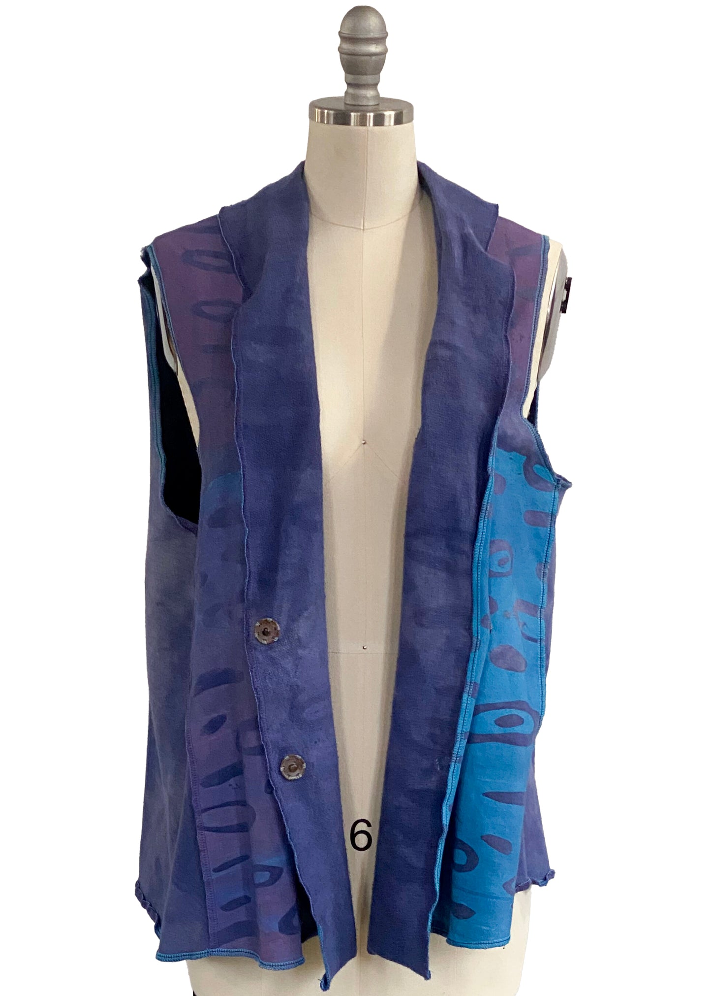 Panel Vest in French Terry w Oyster Print - Purple