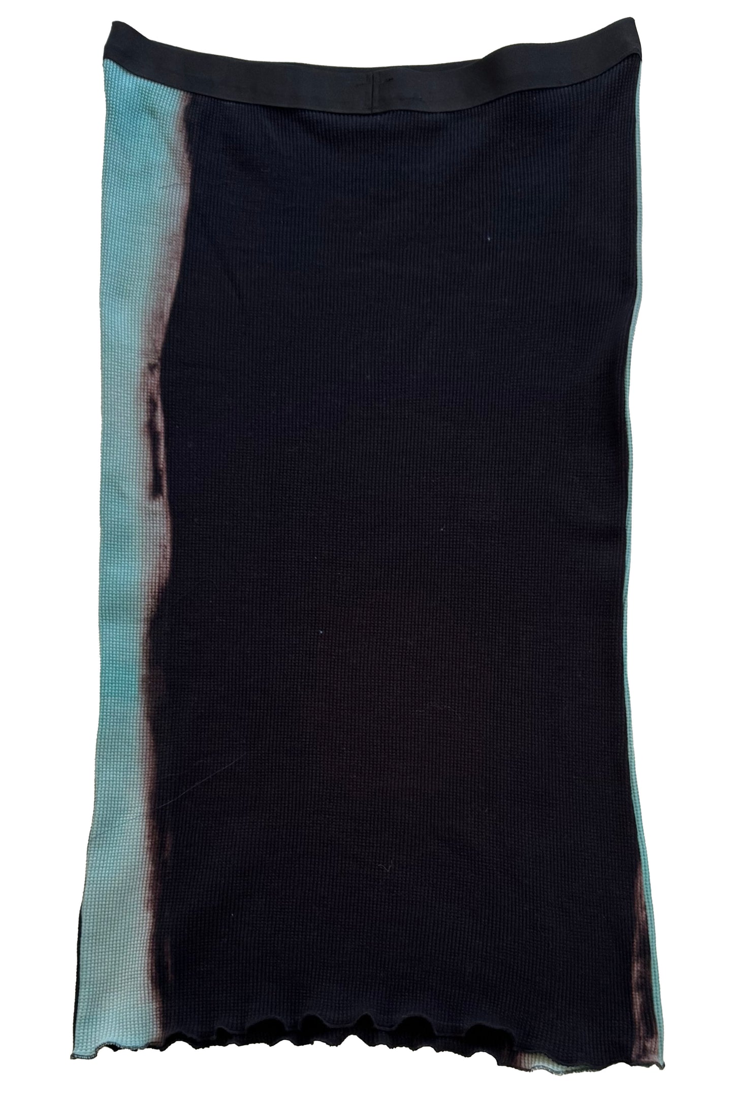 Waffle Stretch Tube Skirt w/ Itajime Dye - Turquoise & Black - X-Large