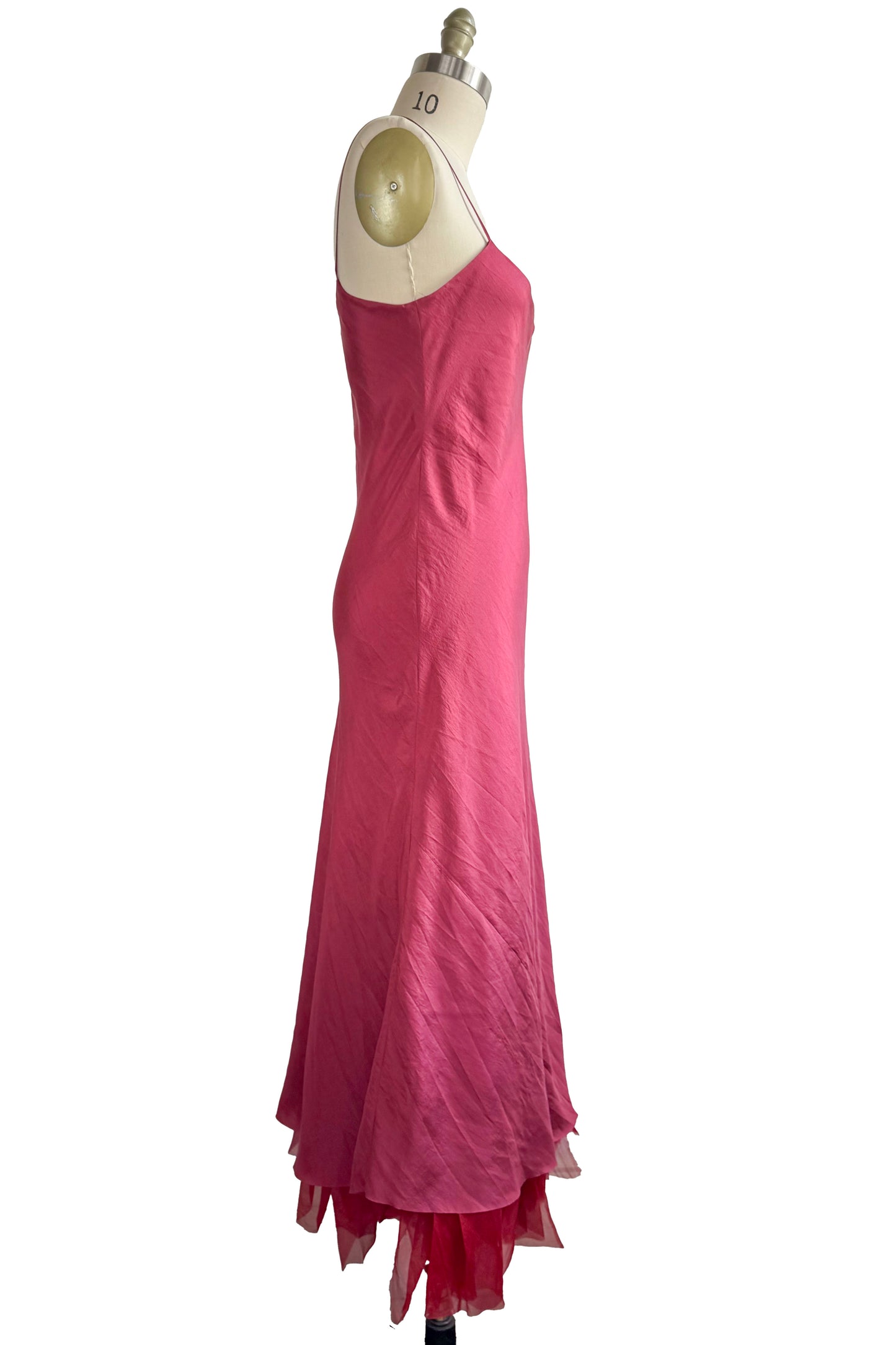 Kappa Dress in Silk Habotai w/Organza Trim - Crimson - S/M