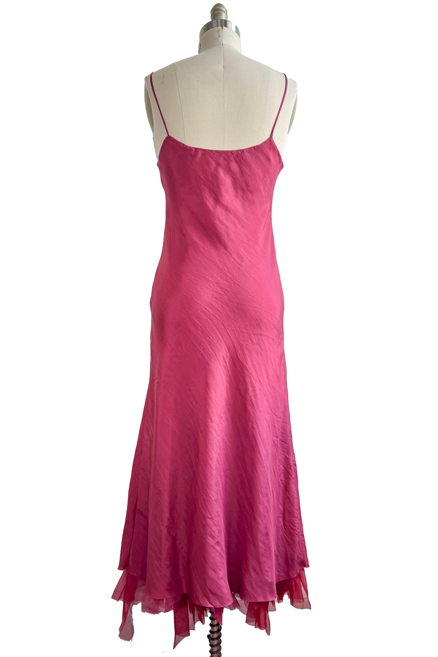 Kappa Dress in Silk Habotai w/Organza Trim - Crimson - Medium
