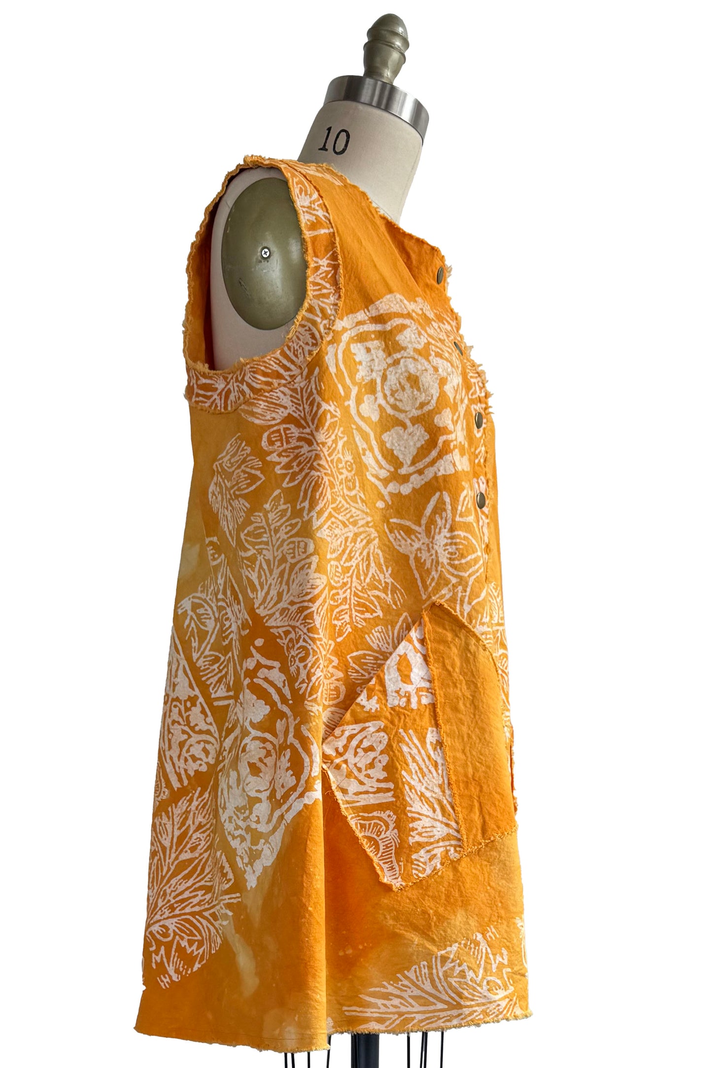 Quant Dress in Cotton w/ Tile Print - Marigold Yellow & White - Small