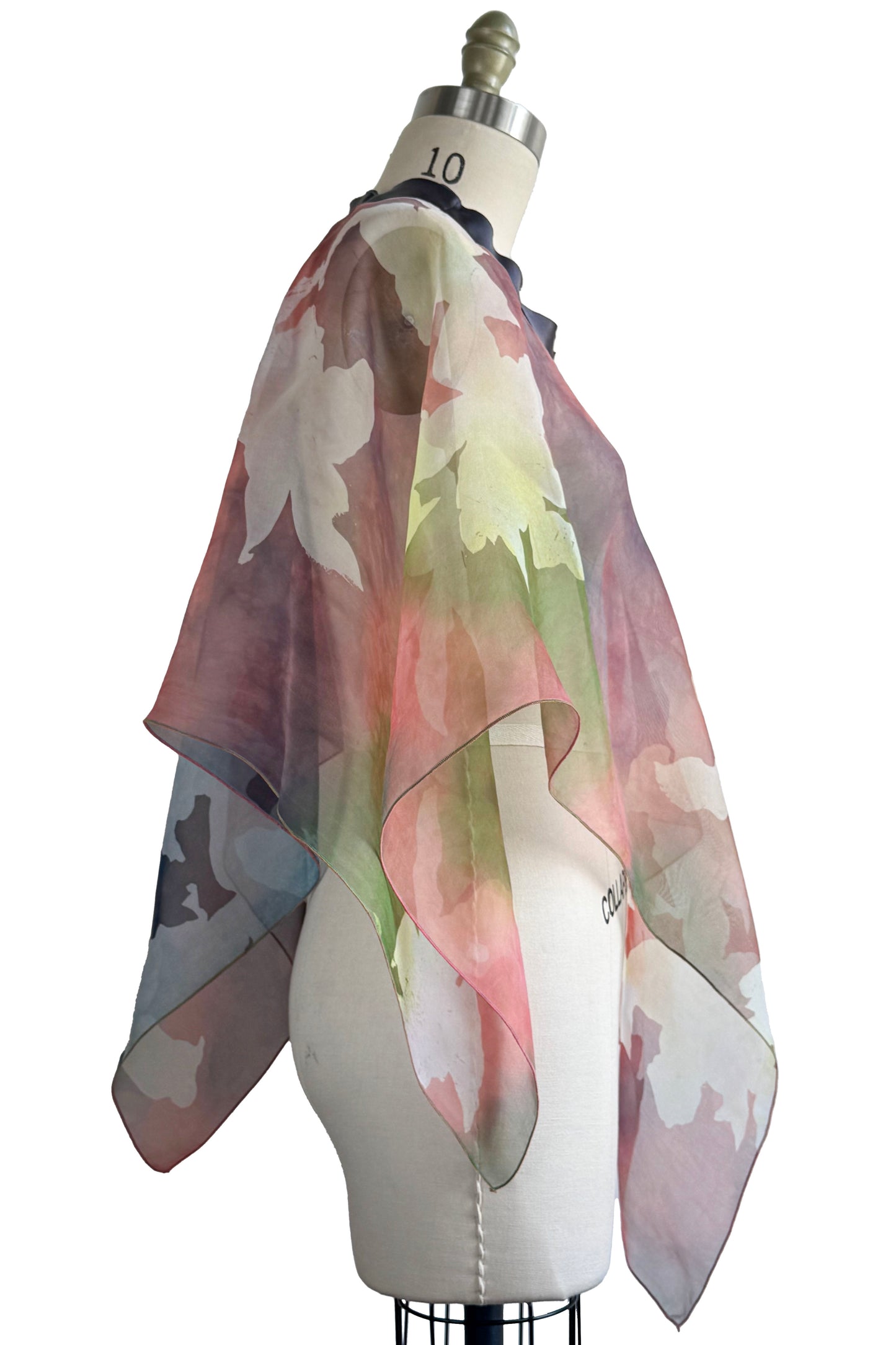 Poncho in Silk Organza w/ Azalea Print - Painted Multi