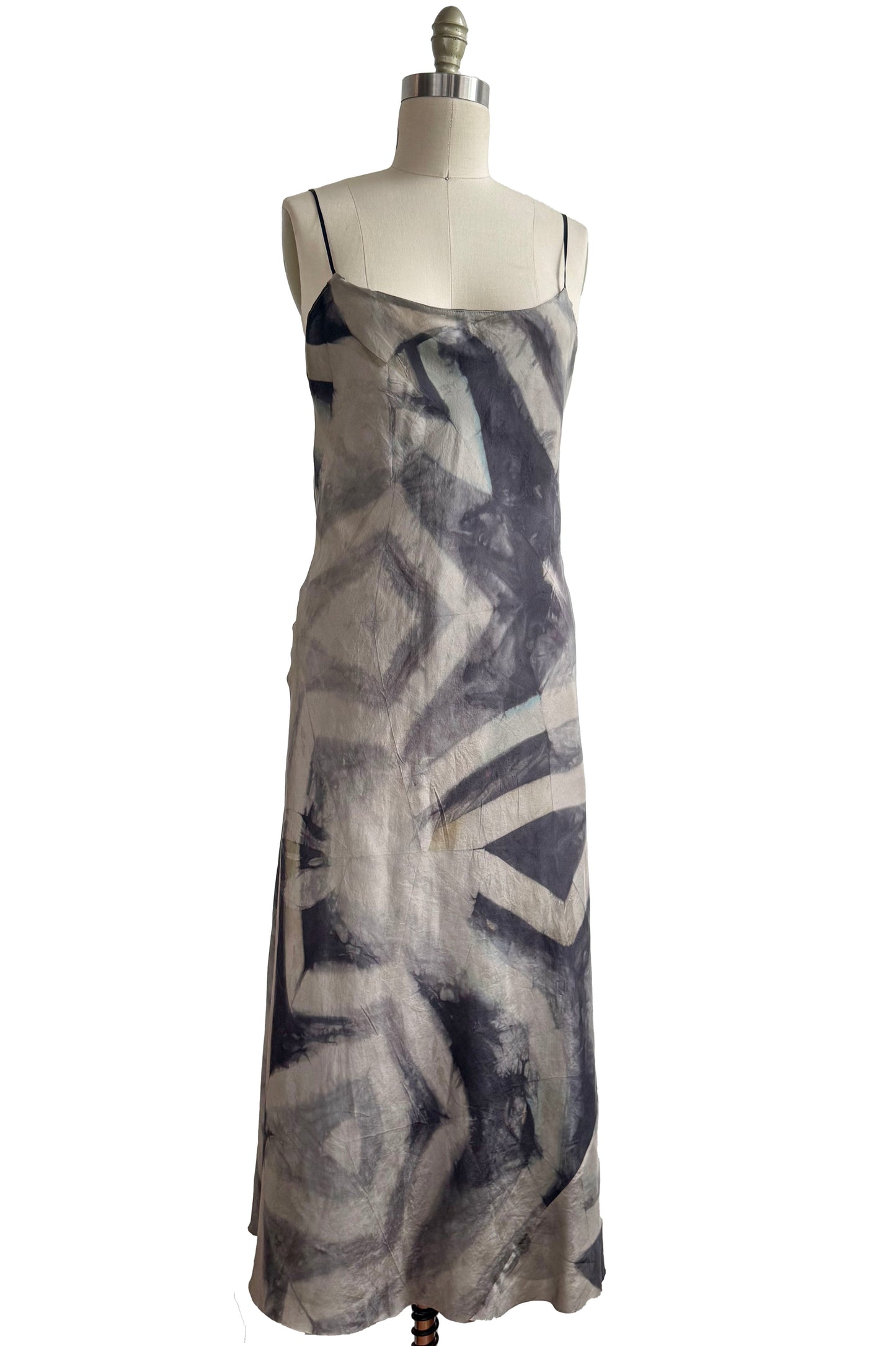 Kappa Reversible Dress in Silk - Organza & Azalea Print - Black, Grey & Natural - S/M