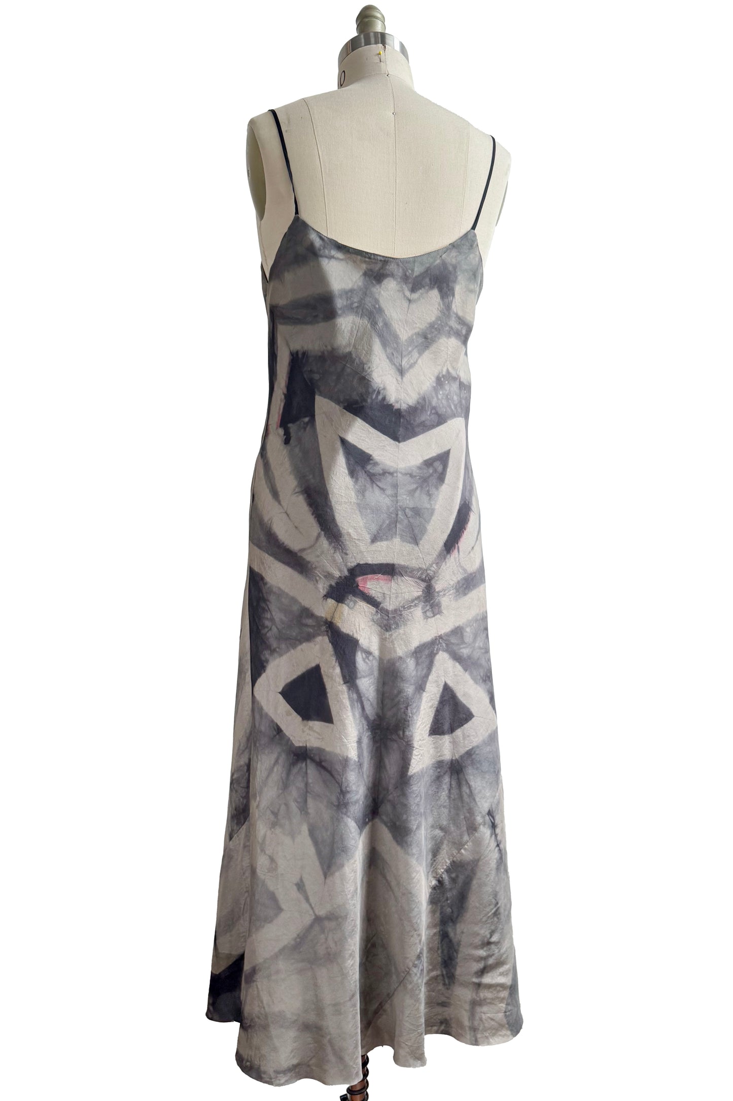 Kappa Reversible Dress in Silk - Organza & Azalea Print - Black, Grey & Natural - S/M