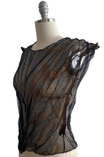 Load image into Gallery viewer, Jen Crop Top in Organza w/ Bamble Print - Black &amp; Gold - Medium
