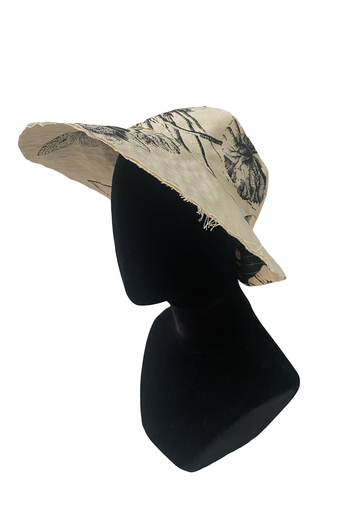 Rimini Visor in Cotton w/ Marsh Garden Print - Natural & Black