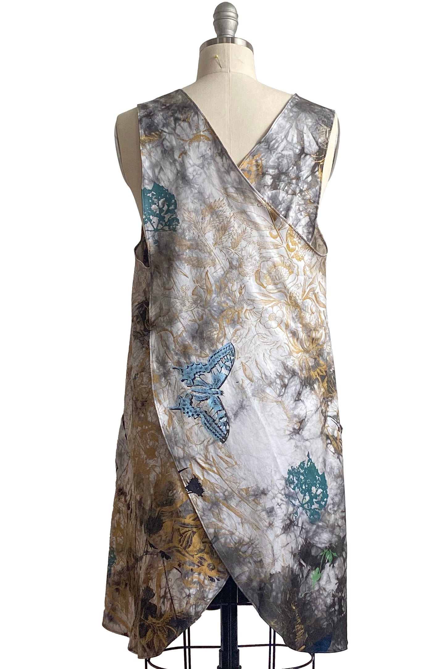 Apron Dress in Cotton | Chaos Print - Grey