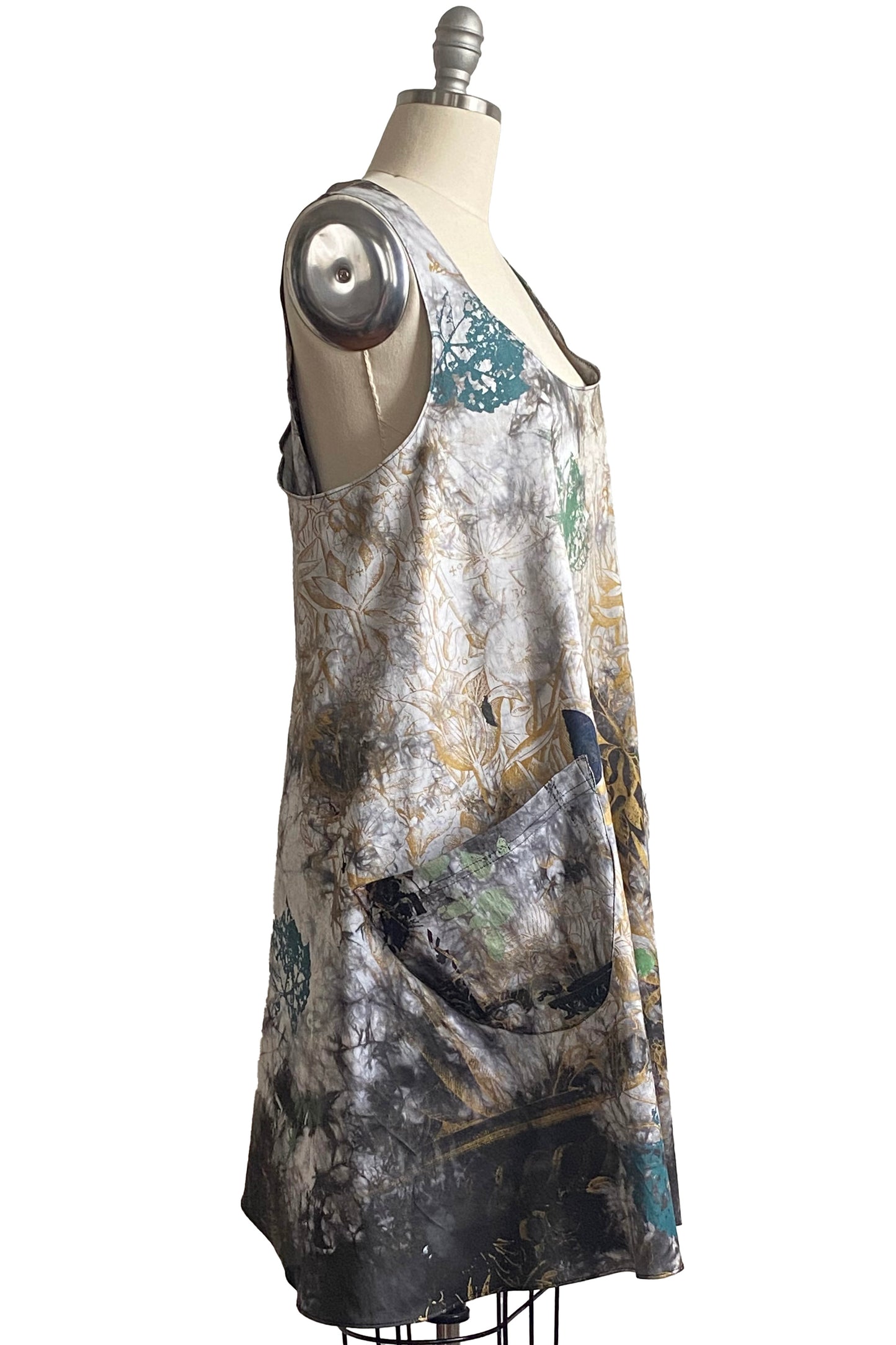 Apron Dress in Cotton | Chaos Print - Grey