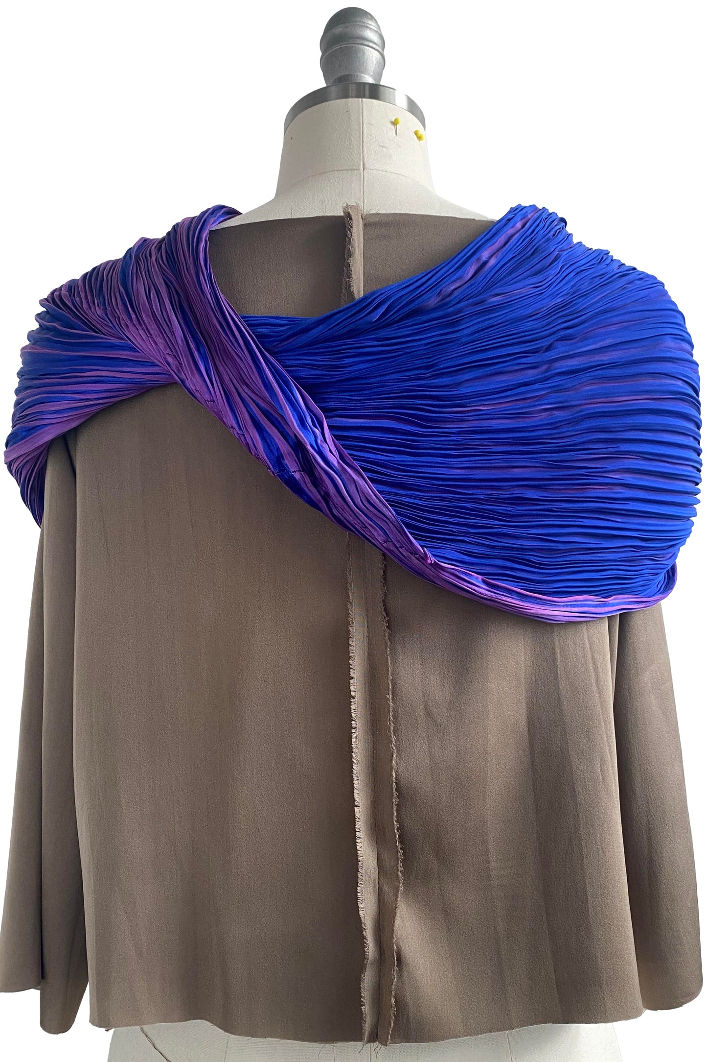Shibori Pleated Silk Cowl | Blue & Purple