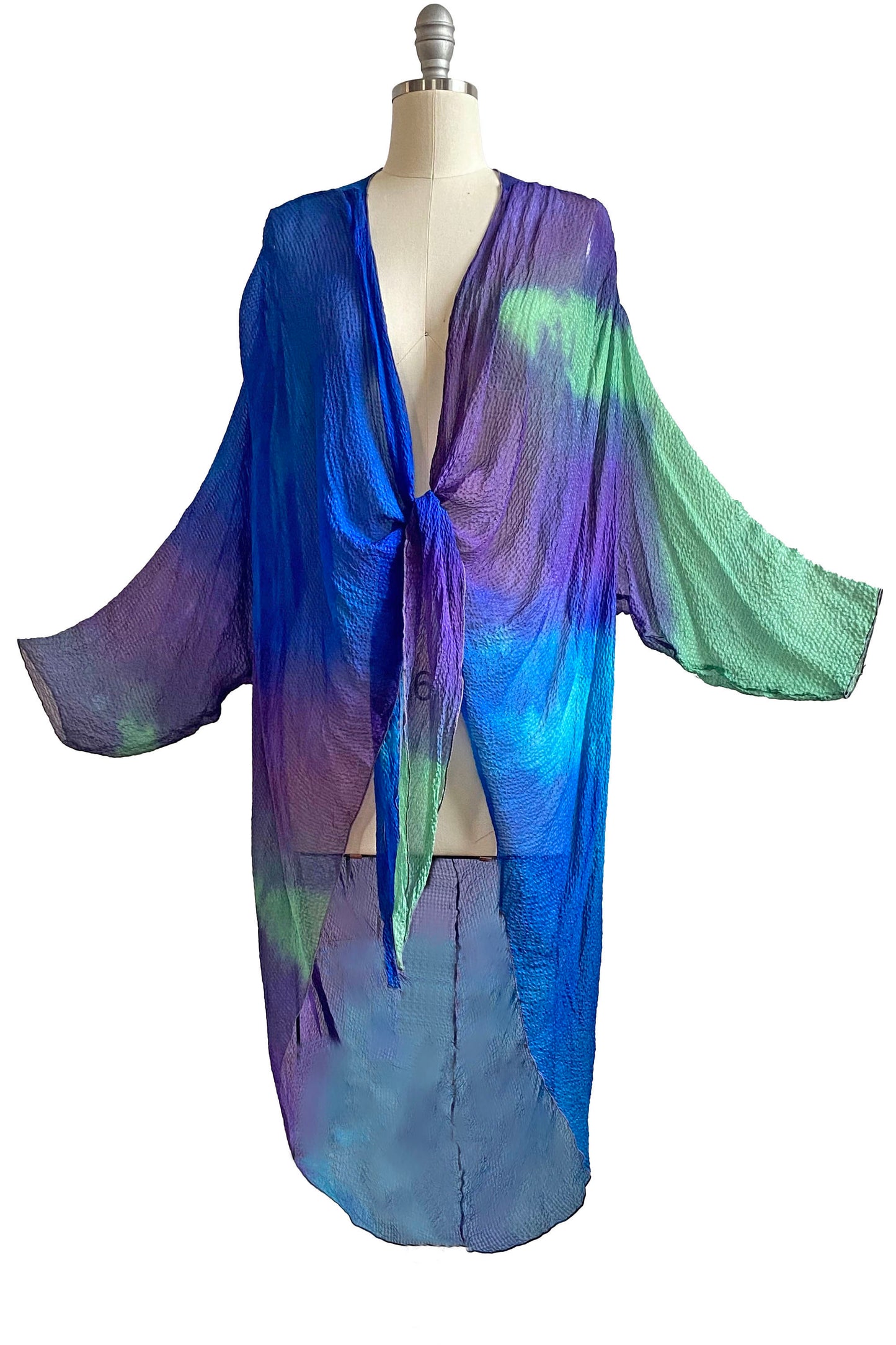 Saint Tropez Jacket in Waffle Silk w/ Tie Dye - Purple, Blue & Green