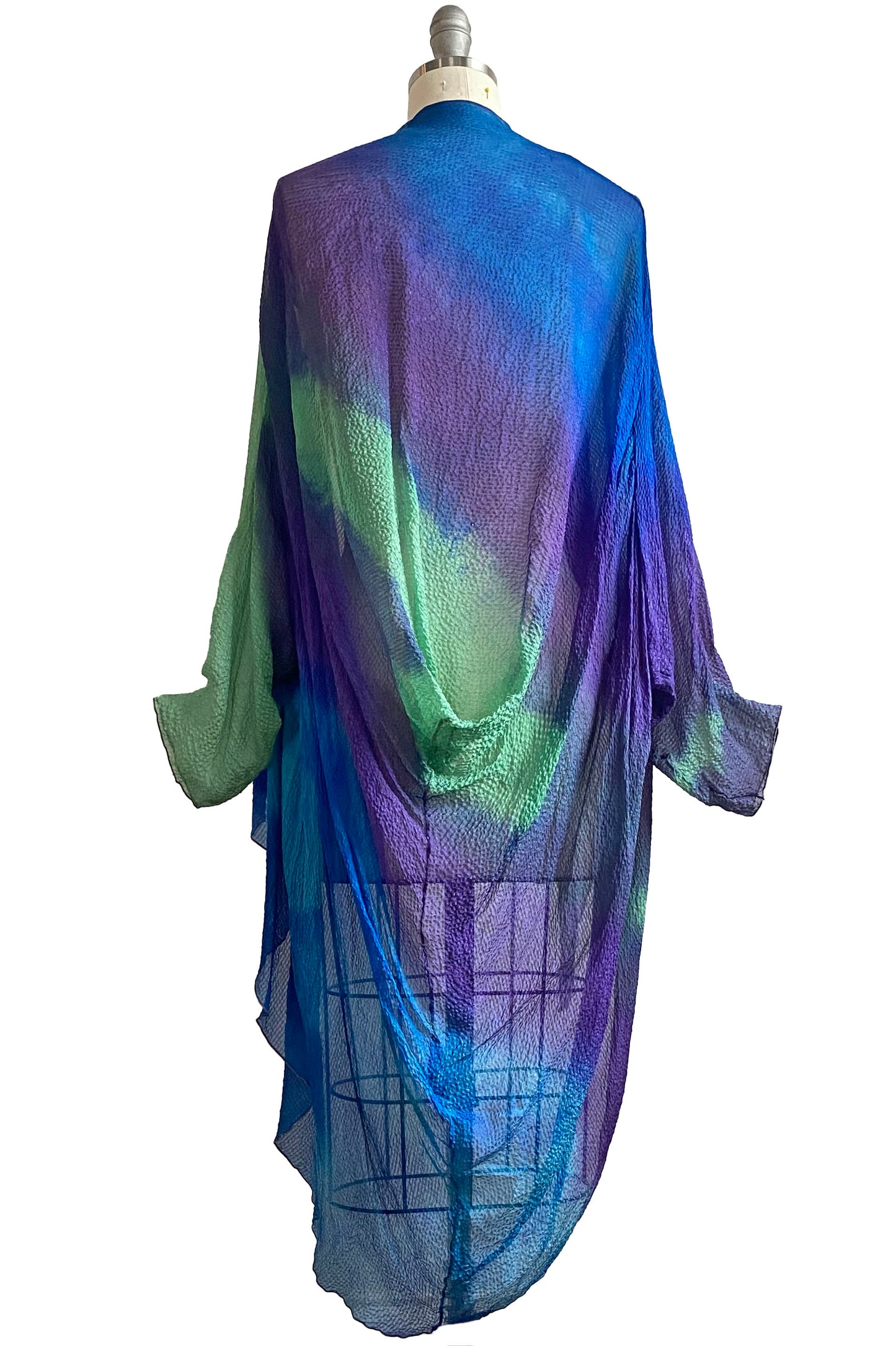 Saint Tropez Jacket in Waffle Silk w/ Tie Dye - Purple, Blue & Green