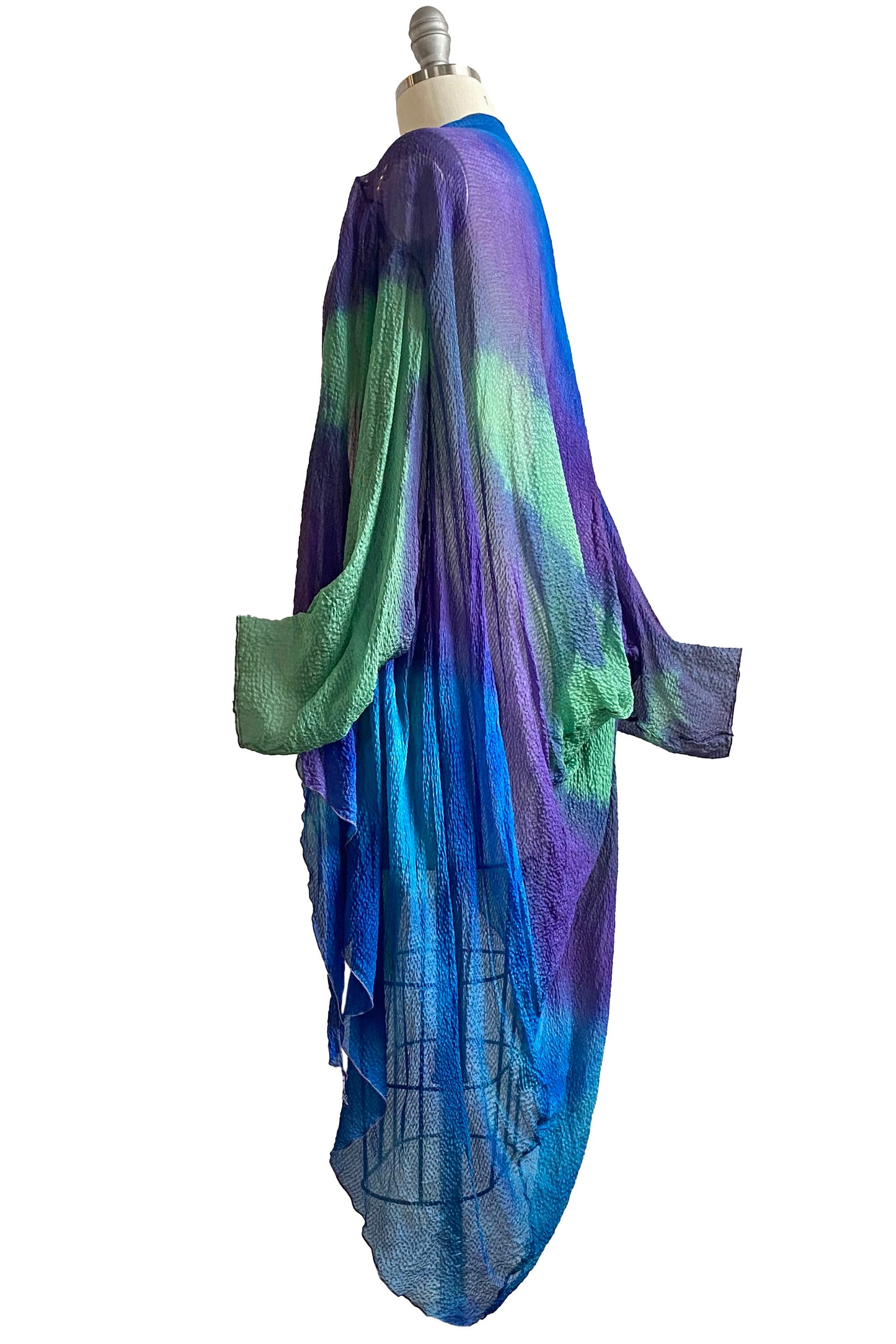 Saint Tropez Jacket in Waffle Silk w/ Tie Dye - Purple, Blue & Green