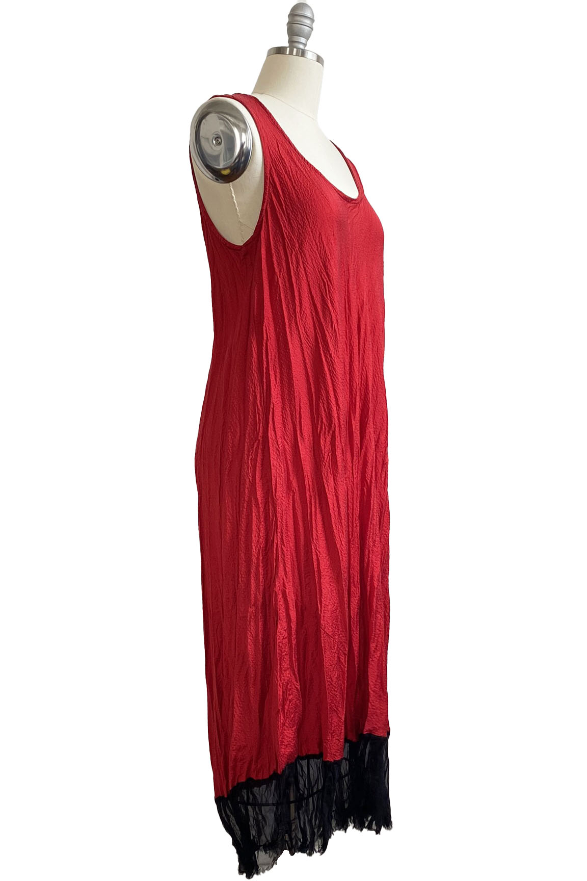 Touria Dress w/ Organza Trim Solid - Red & Black