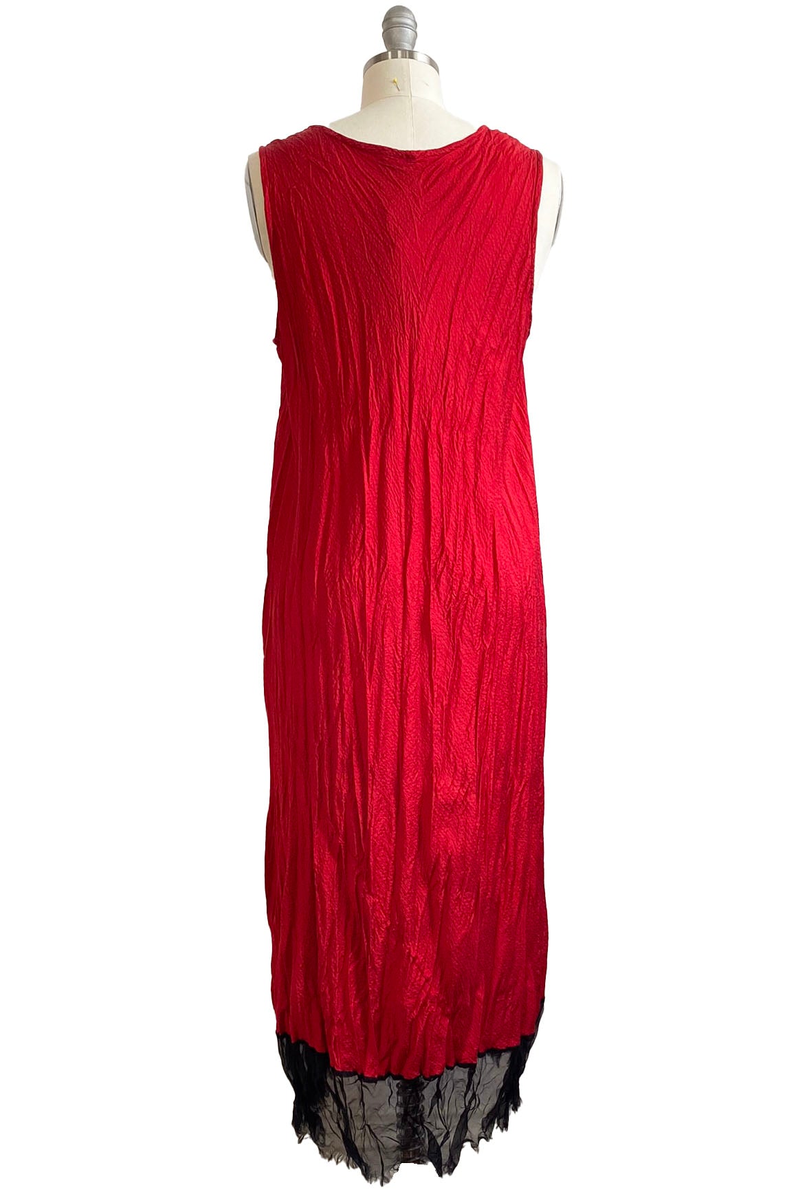Touria Dress w/ Organza Trim Solid - Red & Black