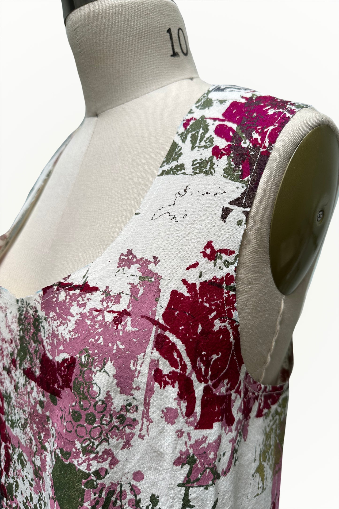 Apron Dress in Cotton | Chaos Print - White, Black & Berry