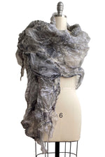 Load image into Gallery viewer, Felted Organza Shawl - Grey, Black &amp; White
