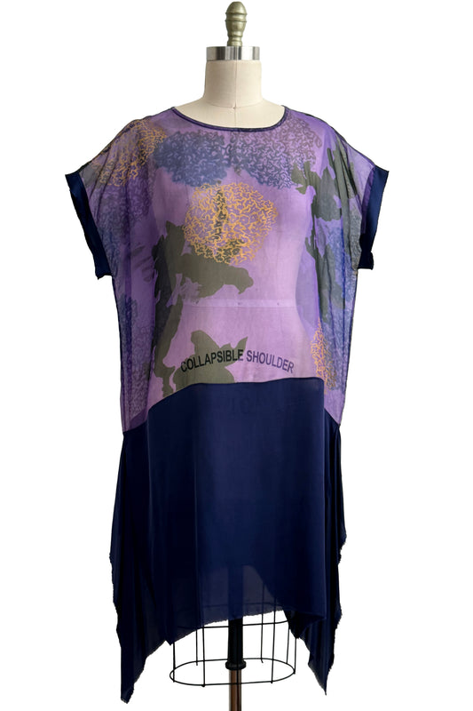 Essa Dress in Organza w/ Hydrangea Print - Purple & Navy - Small