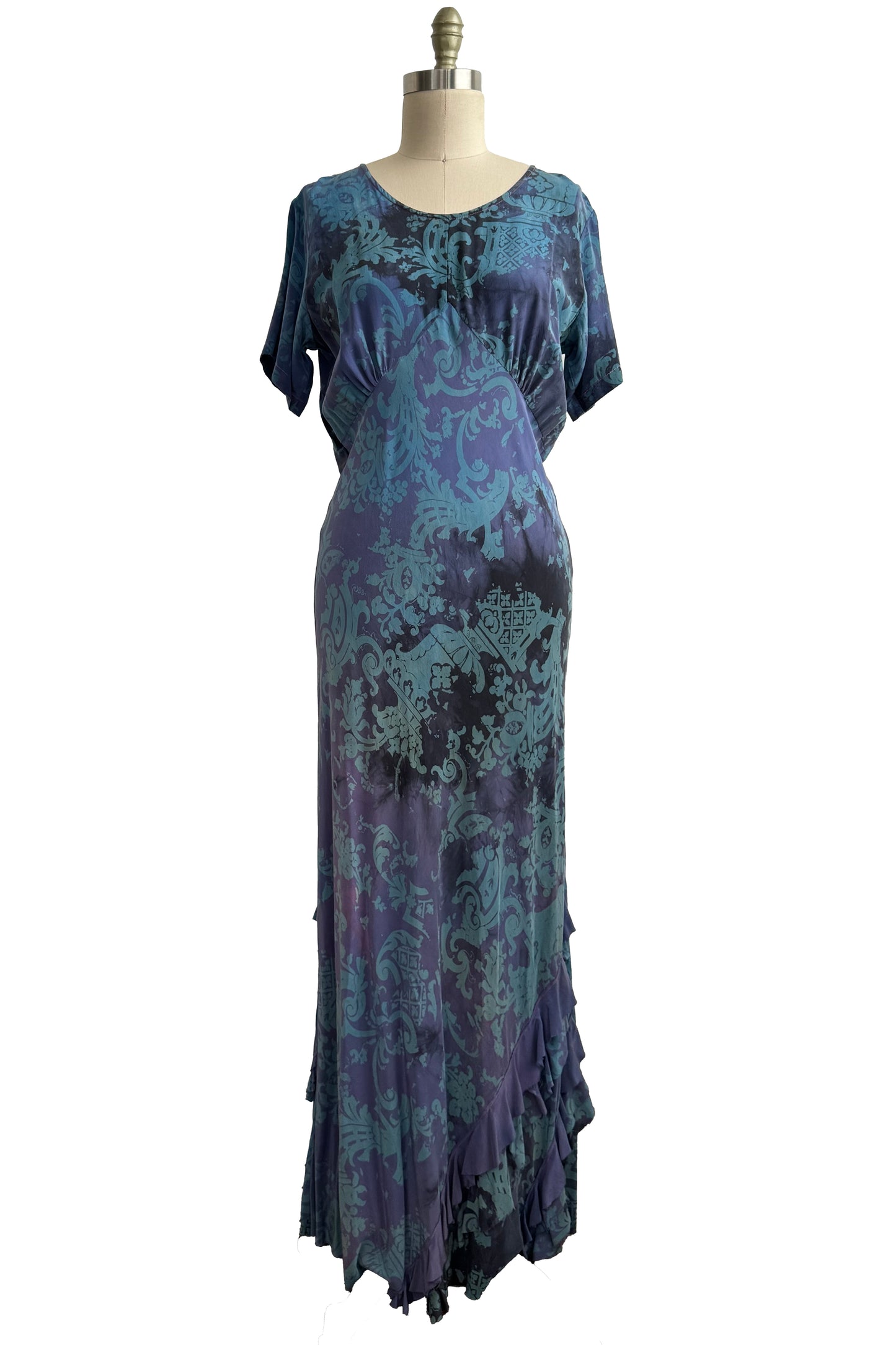 Gatsby Dress w/ Wallpaper Print - Purple, Black & Blue - Medium