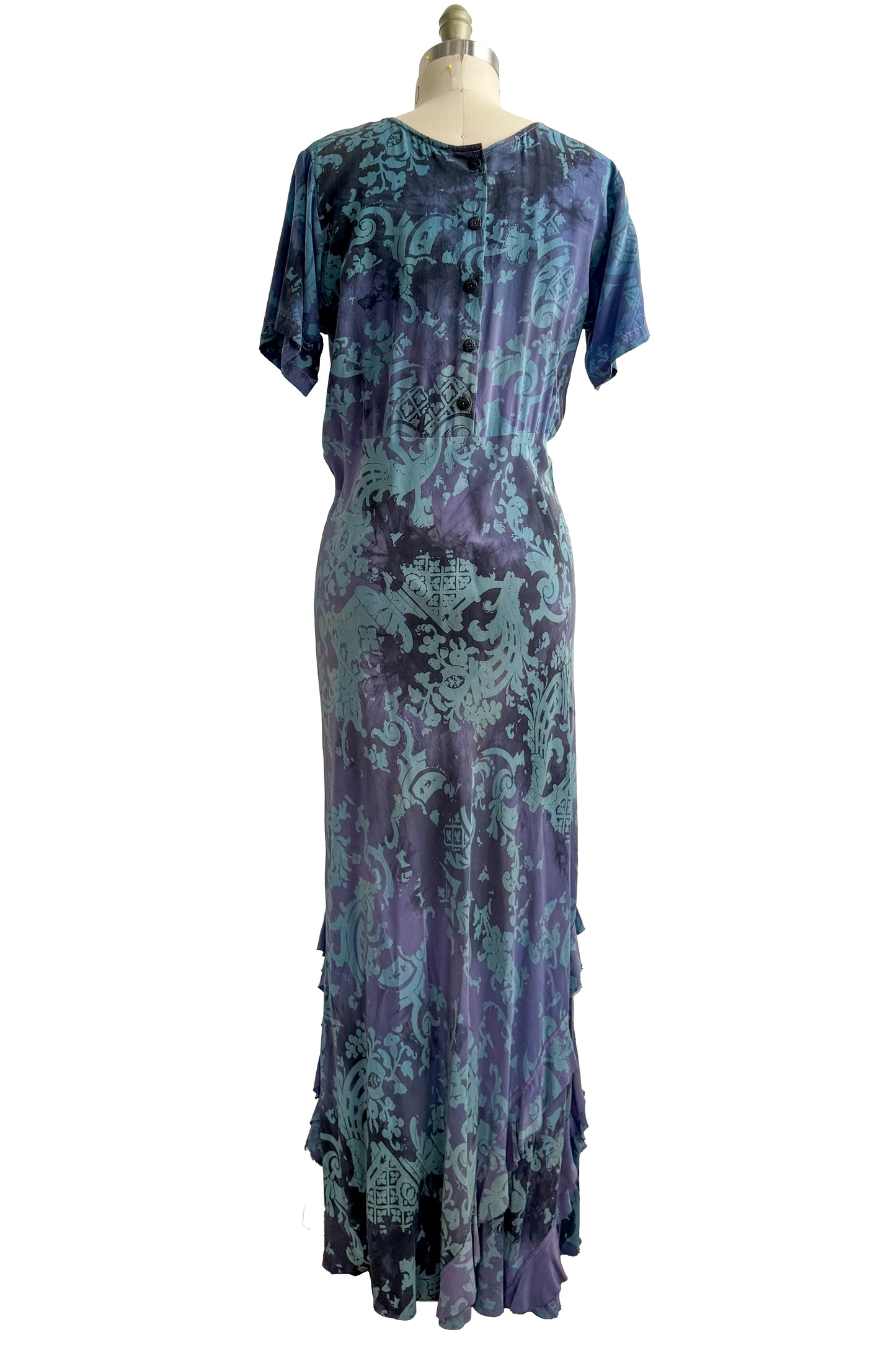 Gatsby Dress w/ Wallpaper Print - Purple, Black & Blue - Medium